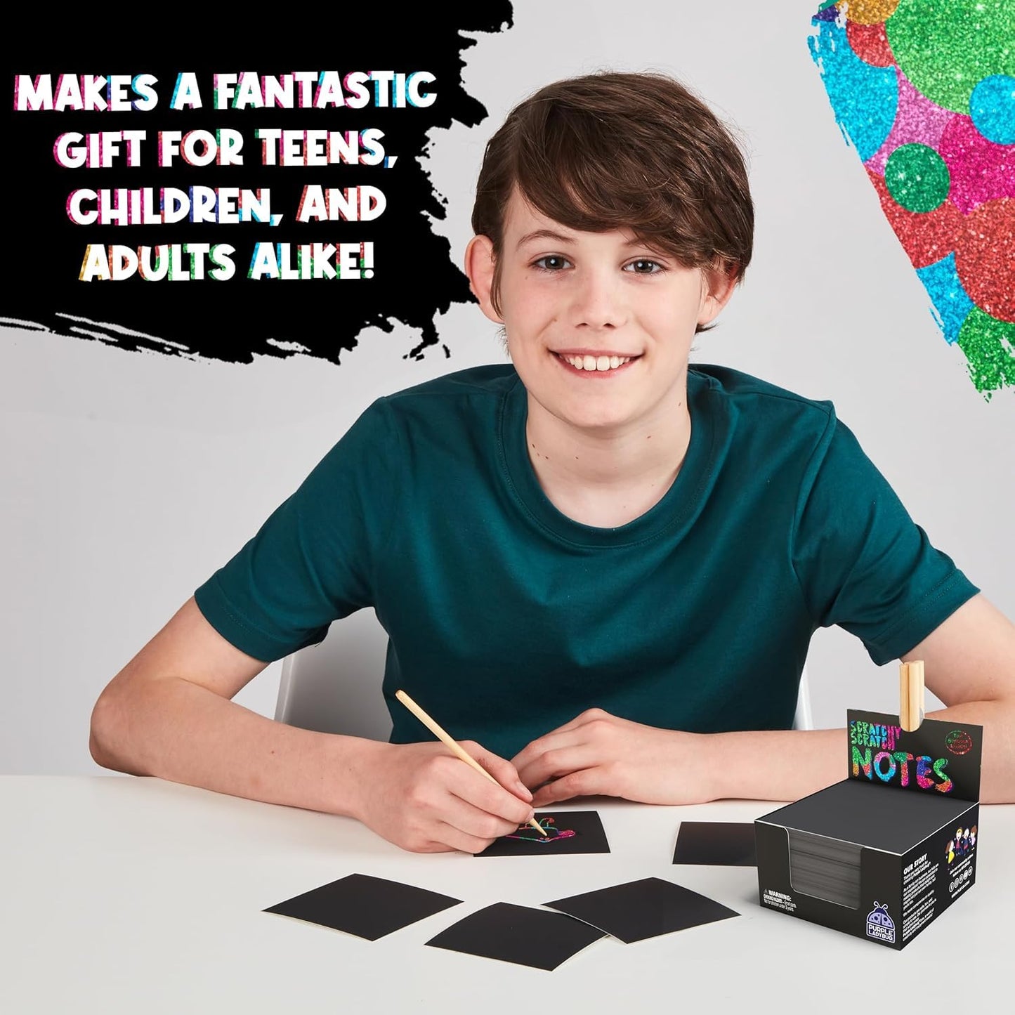 Rainbow Holographic Scratch Art Mini Notes - 150 Sheets with Wooden Stylus, Classroom Must Have, Back to School Gift, School Essentials, Teen Girl Gifts
