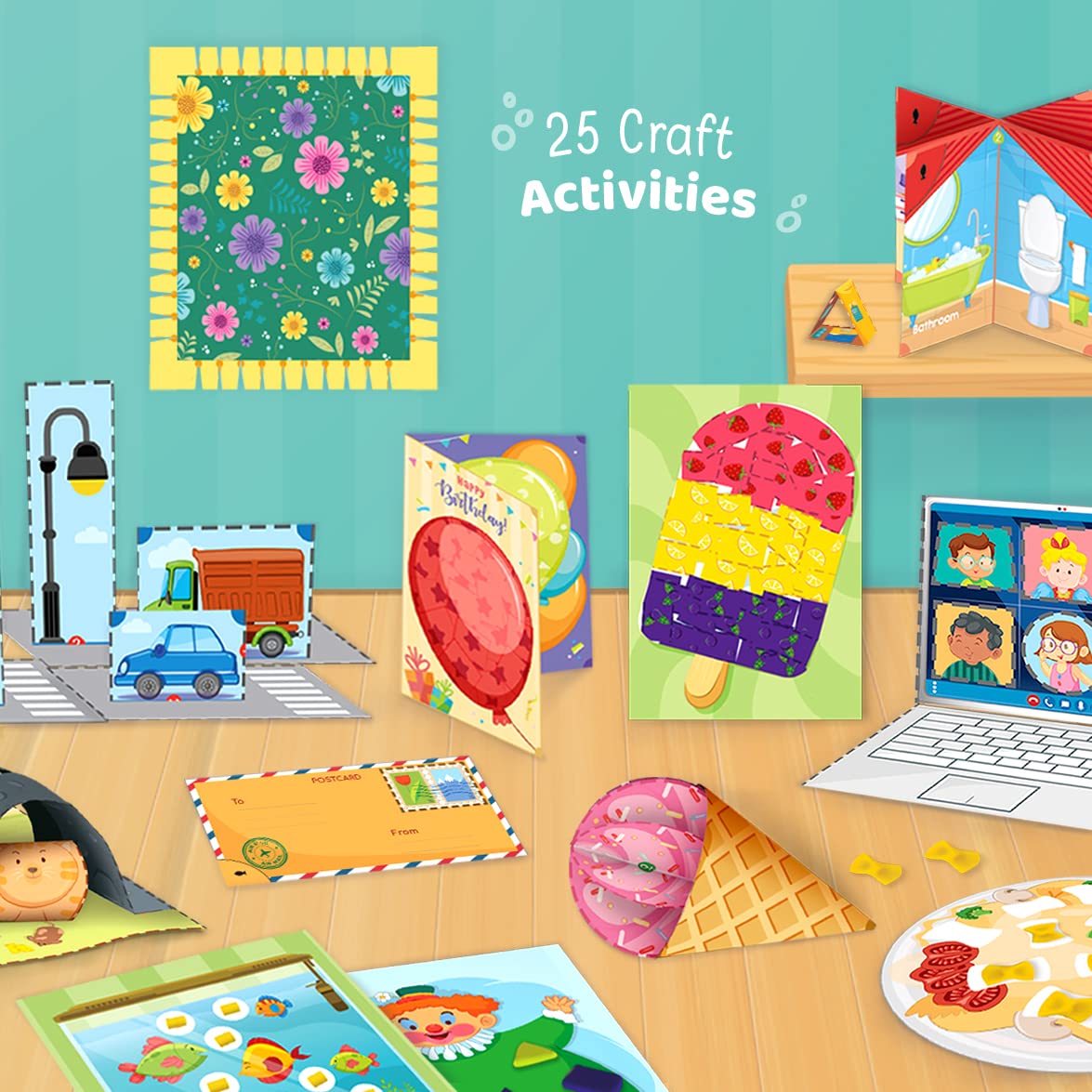 Imagimake My First Craft Kit | 25 Craft Activities in Scissor Skills Activity Book | Toddler Arts and Crafts for Kids Ages 3,4,5,6 | Toddler Girls Toys | Perfect Gifts for 3 Year Old Girl and Boy