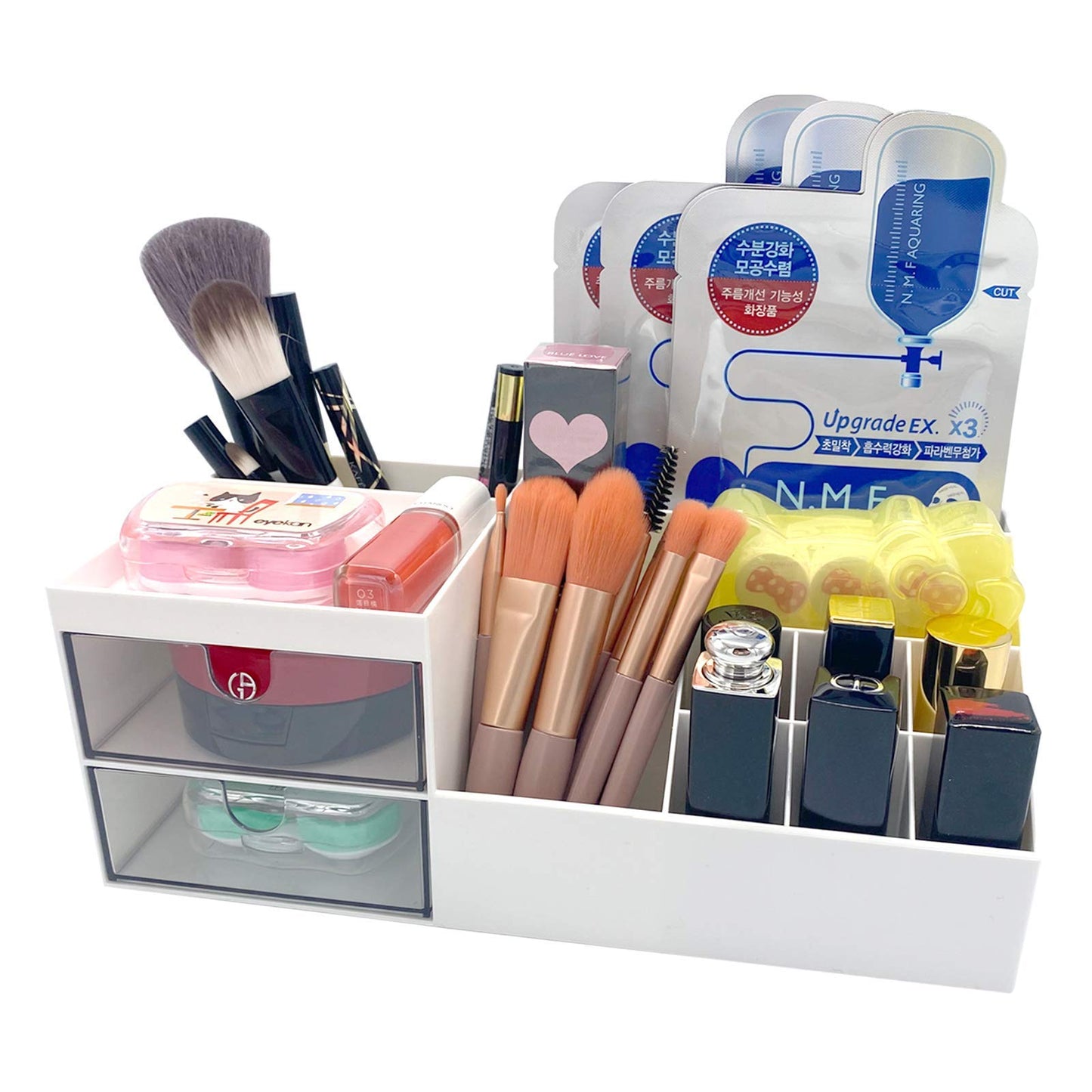 Marknor Cosmetic/Makeup Vanity Organizer Box, Mini Desk Storage for Office Supplies, Bathroom Counter or Dresser, White