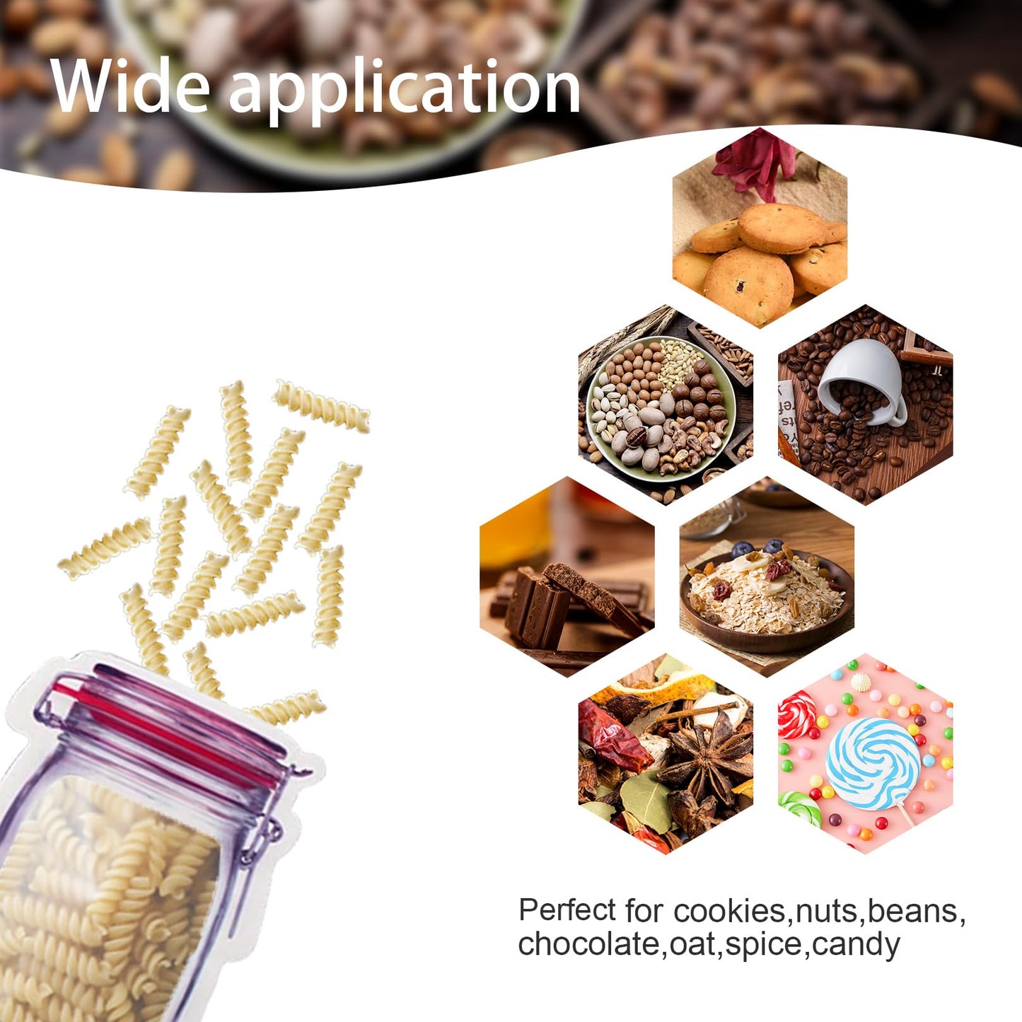 Enkrio 18Pcs Mason Jar Zipper Bags Resuable Snack Bags Portable Food Storage Snack Zipper Bags for Kitchen Travel Camping Picnic Organizer (18M)