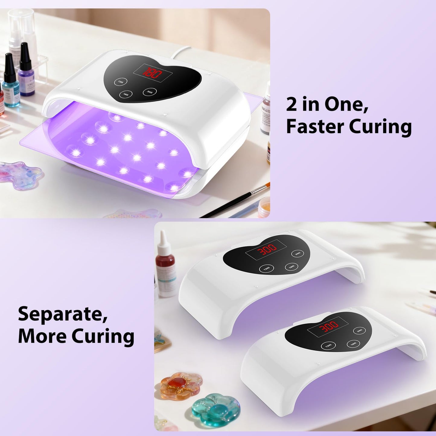 UV Light for Resin Curing - Double Sided UV Resin Light, Fast & Both Side Curing for UV Resin, UV Resin Lamp for Resin Jewelry Making, Resin Molds Curing, DIY Resin Project