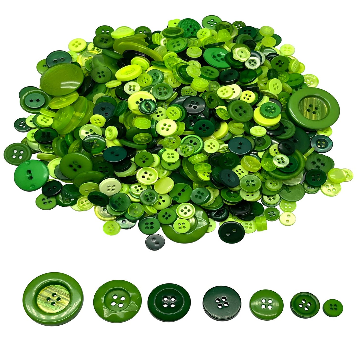 Resin Buttons Assorted Sizes Craft Buttons About 660 Pcs for Sewing DIY Crafts, Children's Manual Button Painting, Green