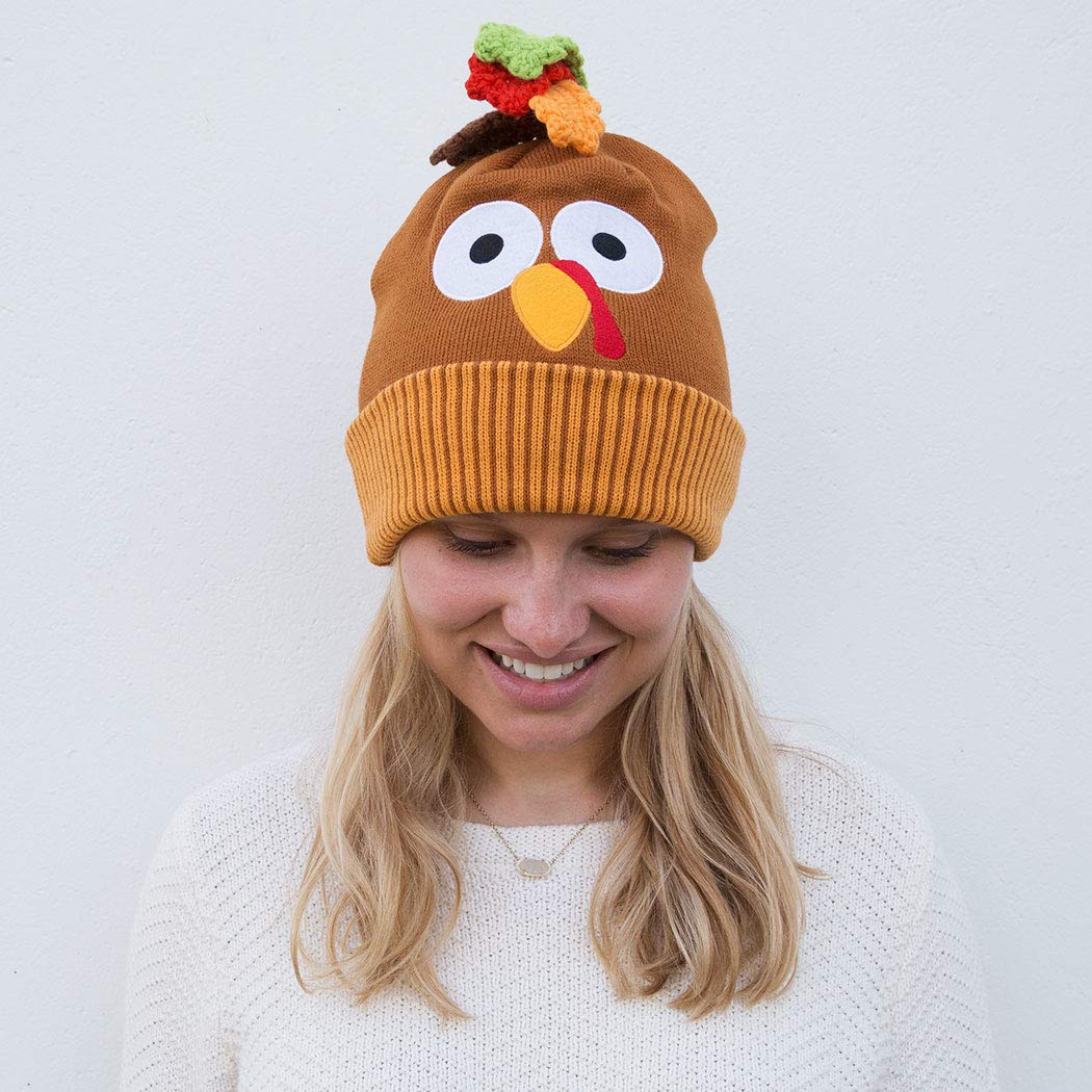 Now Gobble Later Turkey Pom Pom Beanie Hat | Thanksgiving Turkey Trot Gear