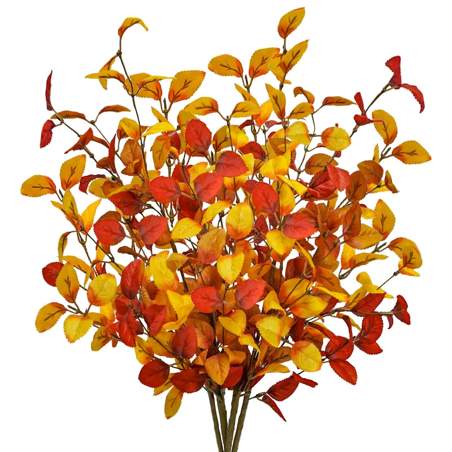 16pcs Artificial Fall Leaves Stems, 27" Fall Flowers Eucalyptus Leaves Branches Faux Fall Leaf Spray Fall Decorations for Home Floral Arrangement Autumn Table Centerpiece