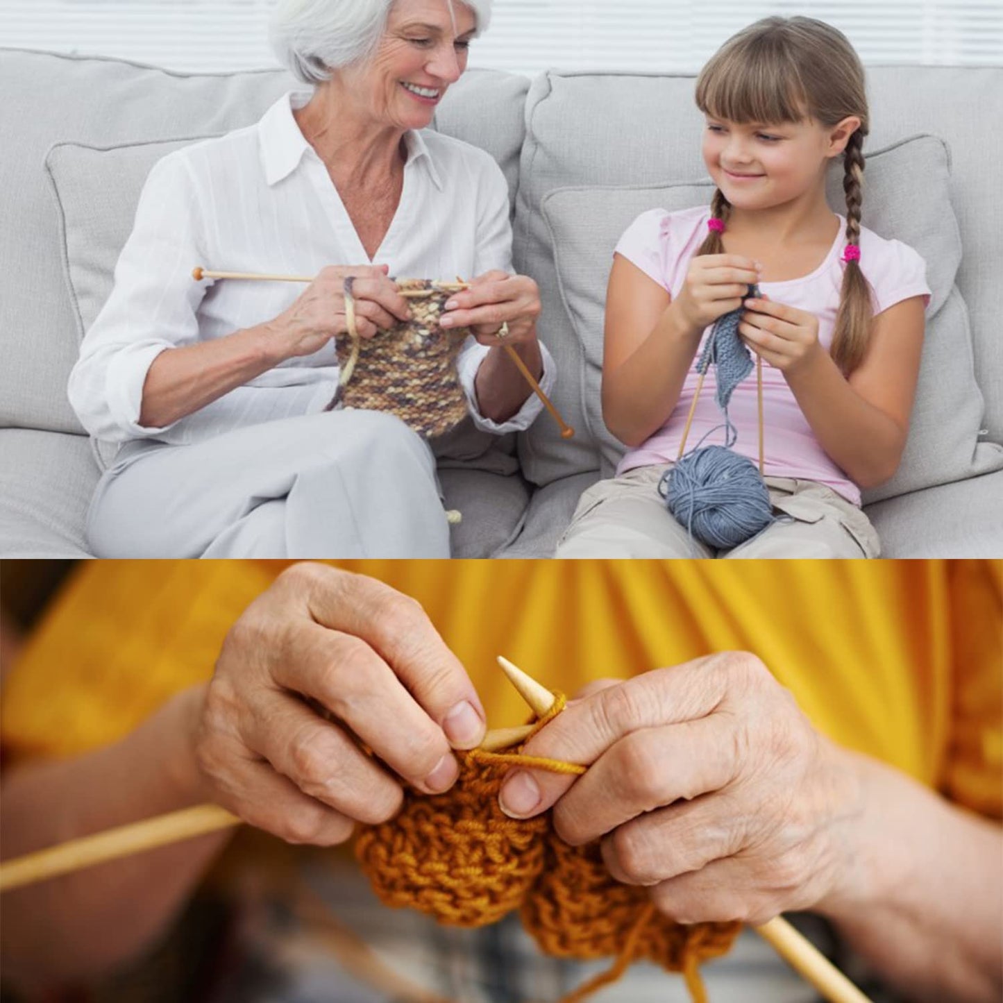 Bamboo Knitting Needle Set with Case 36pcs Straight Single Pointed Kniting Needles 13.5inch Length Sweater Needles for DIY Knitting Projects(2mm-10mm) Knitting Set with Accessories