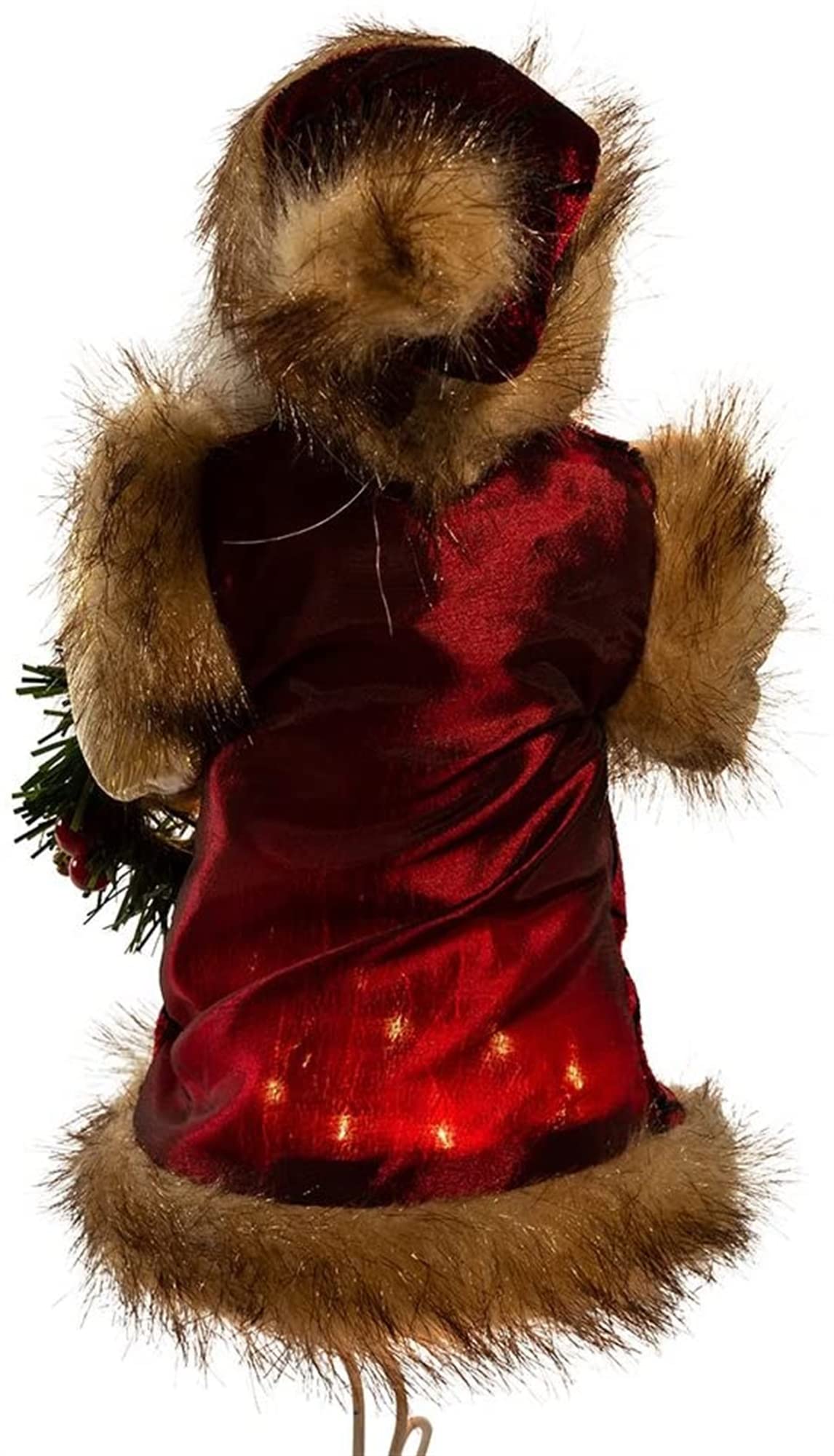 Kurt Adler 10-Light Burgundy and Brown Santa Treetop, 10-Inch