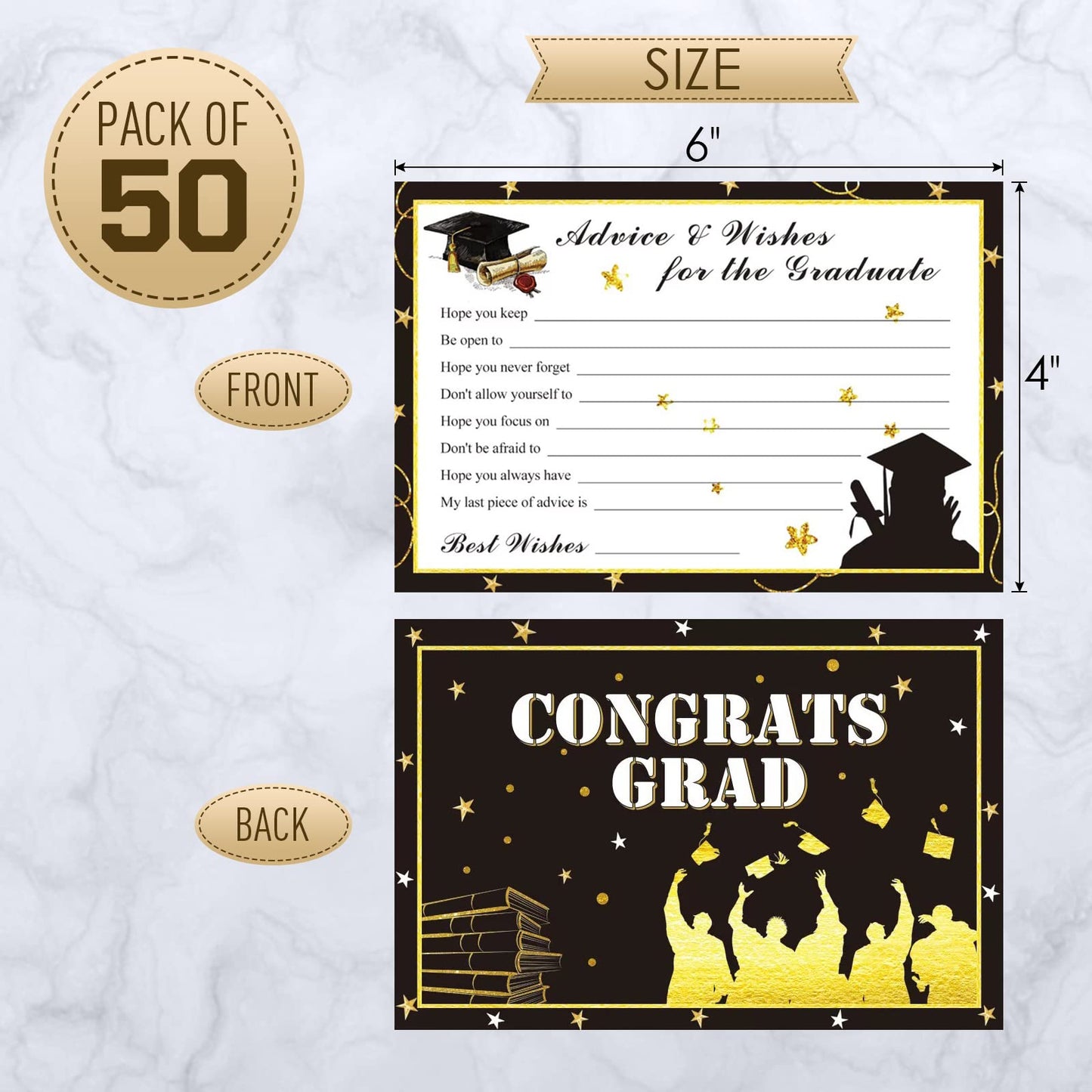 Fibevon Graduation Advice Cards - 50-Pack Graduate Party Supplies 2026 Advice for the Graduate Graduation Decorations Party Favors Table Games Personalized Graduations Cards