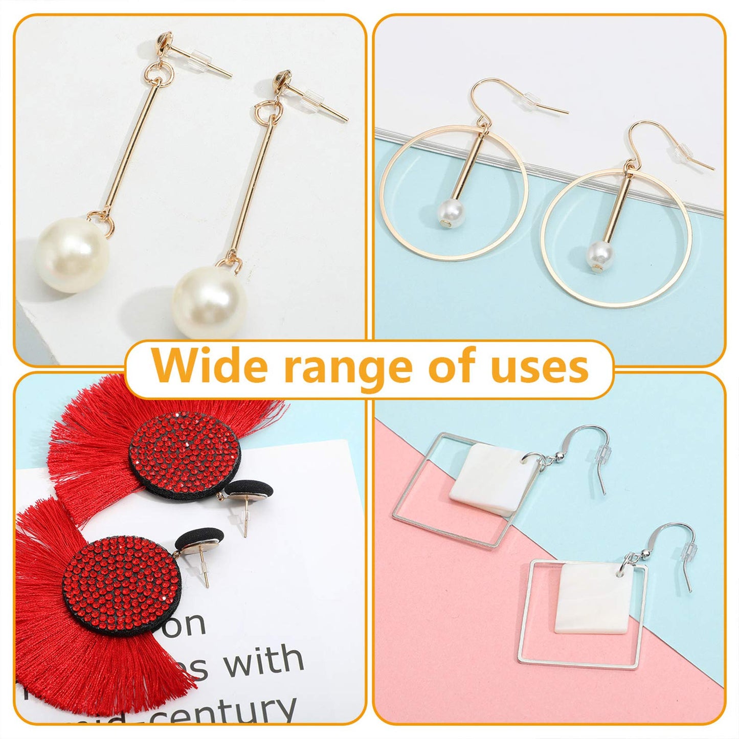 Outus 500 Pcs Earring Backs for Studs Soft Earring Stoppers Backings Clear Safety Back Pads Replacement for Hoops Fish Hook Jewelry Accessories