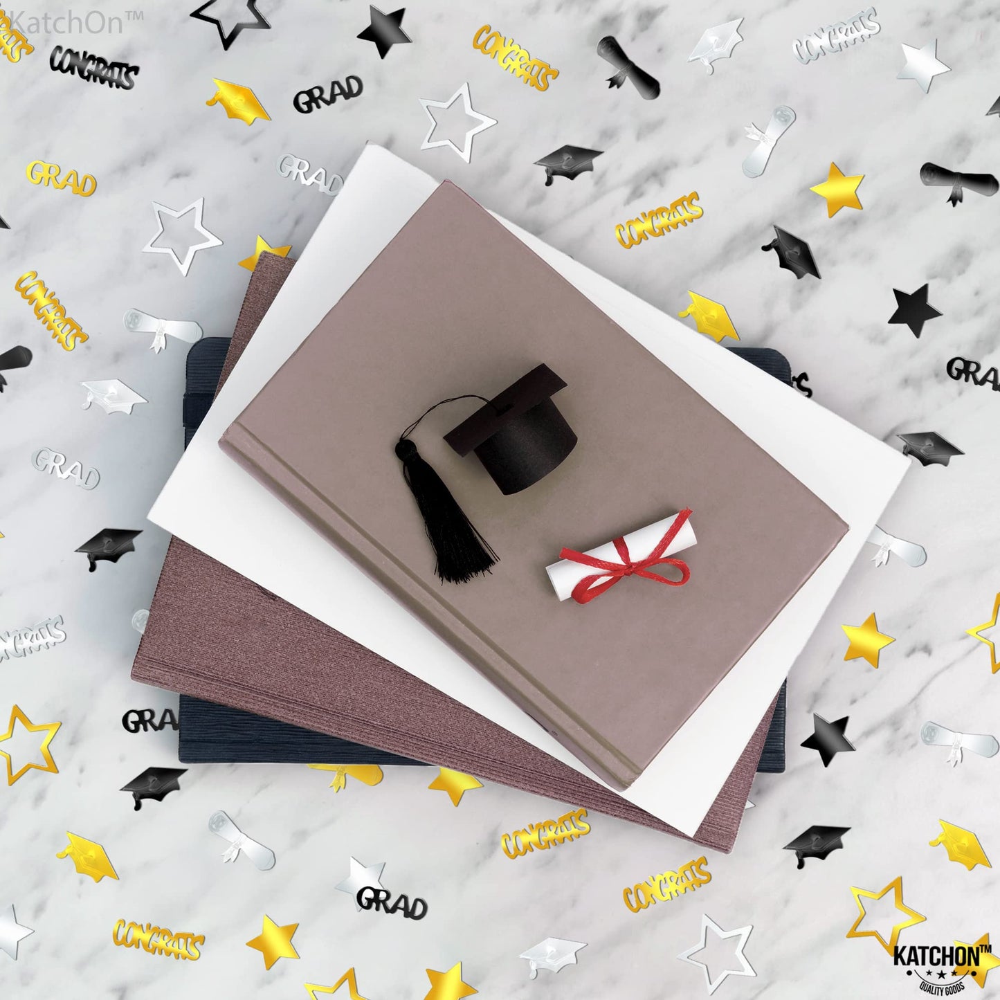 Black and Gold Grad Graduation Decorations 2026 - Pack of 1000, Congrats Grad Graduation Confetti 2026 | Grad Confetti Class of 2026 for Black and Gold 2026 Graduation Decorations, KatchOn
