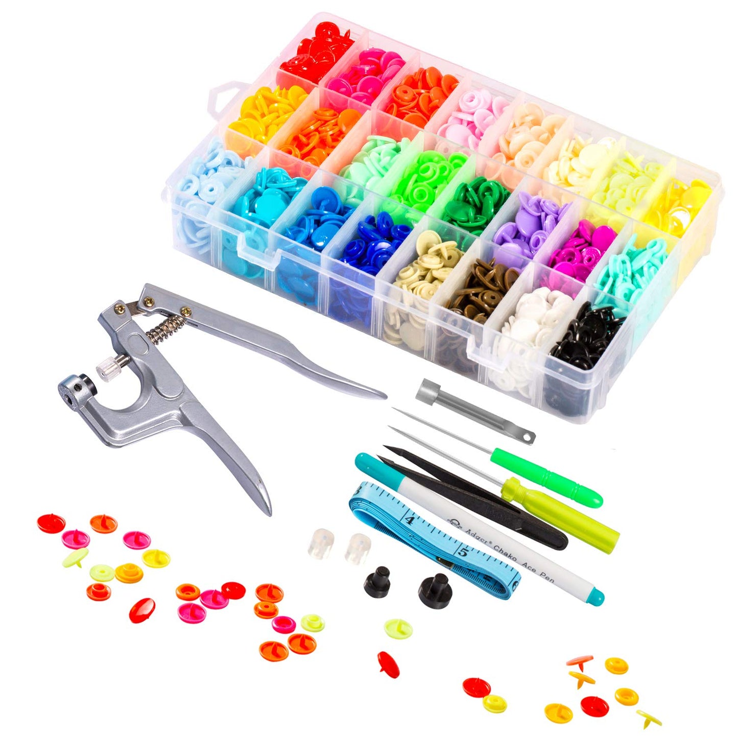Snaps and Snap Pliers Set, 360 Sets T5 Plastic Buttons for Sewing and Crafting