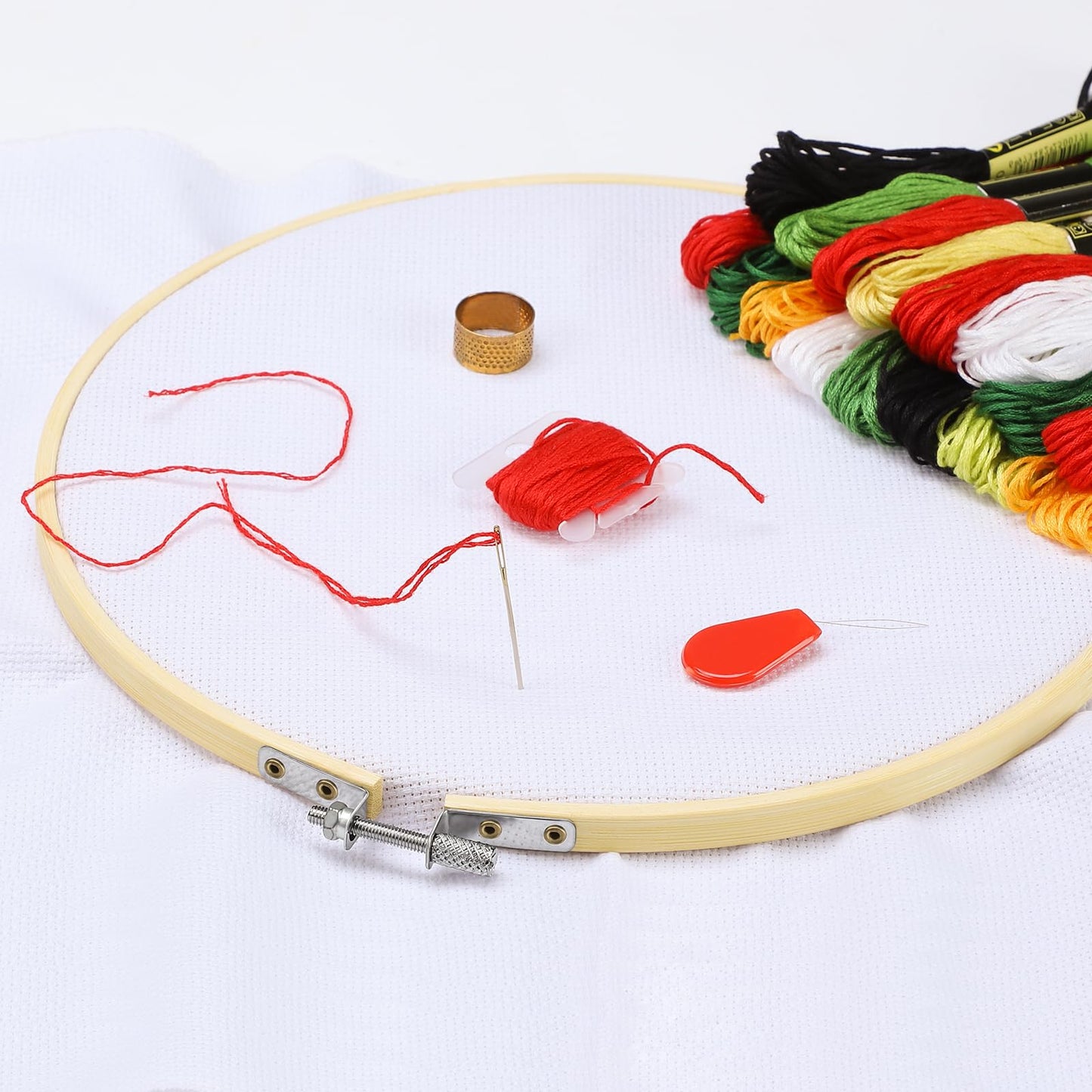 5 Pieces Embroidery Hoops 5 inch to 10 inch,Round Bamboo Adjustable Frame Circle Cross Stitch Hoop for Embroidery,Decoration and Art Craft Sewing