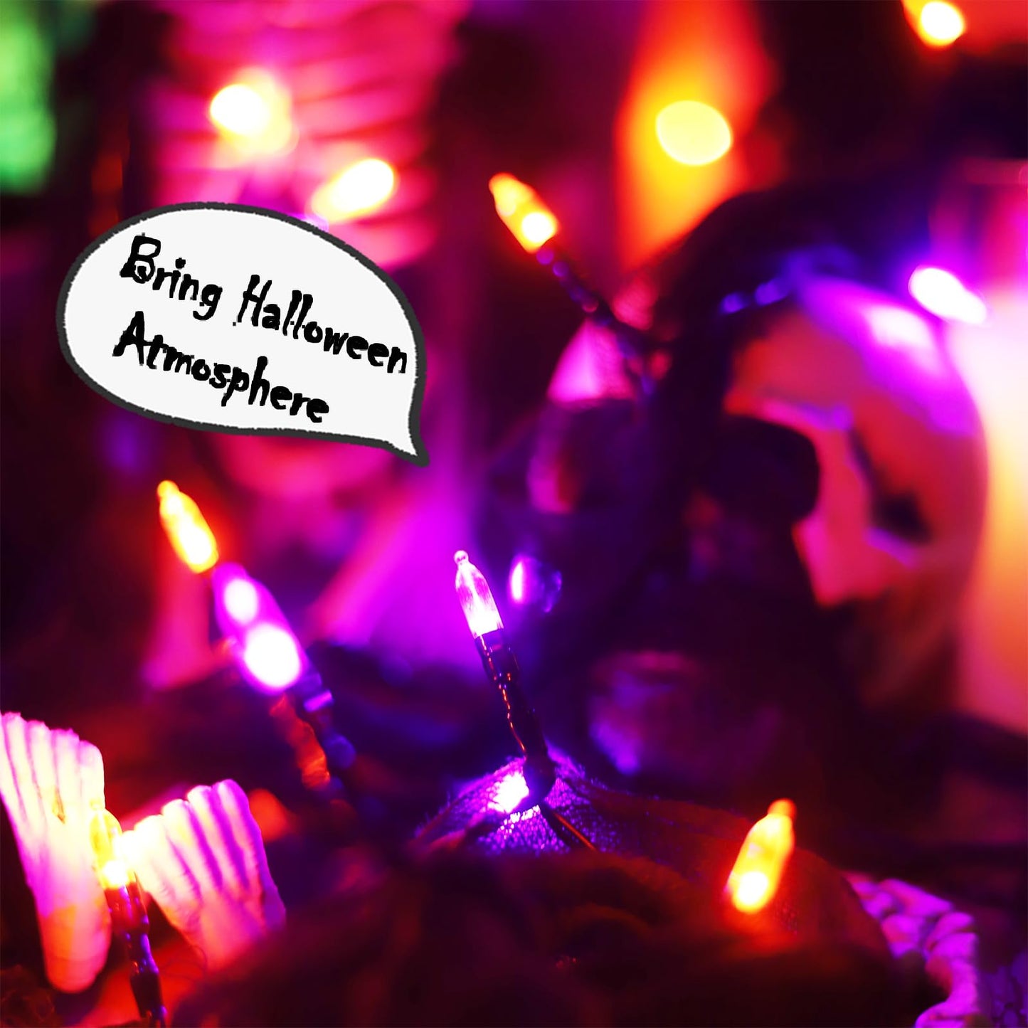 Halloween Decorations String Lights Orange and Purple Indoor 30LED with Black Gauze Timer, 2 Mode Battery Operated 9.9Ft Creepy Cloth Spooky Lights, Gothic Party Room Decor (1PACK)