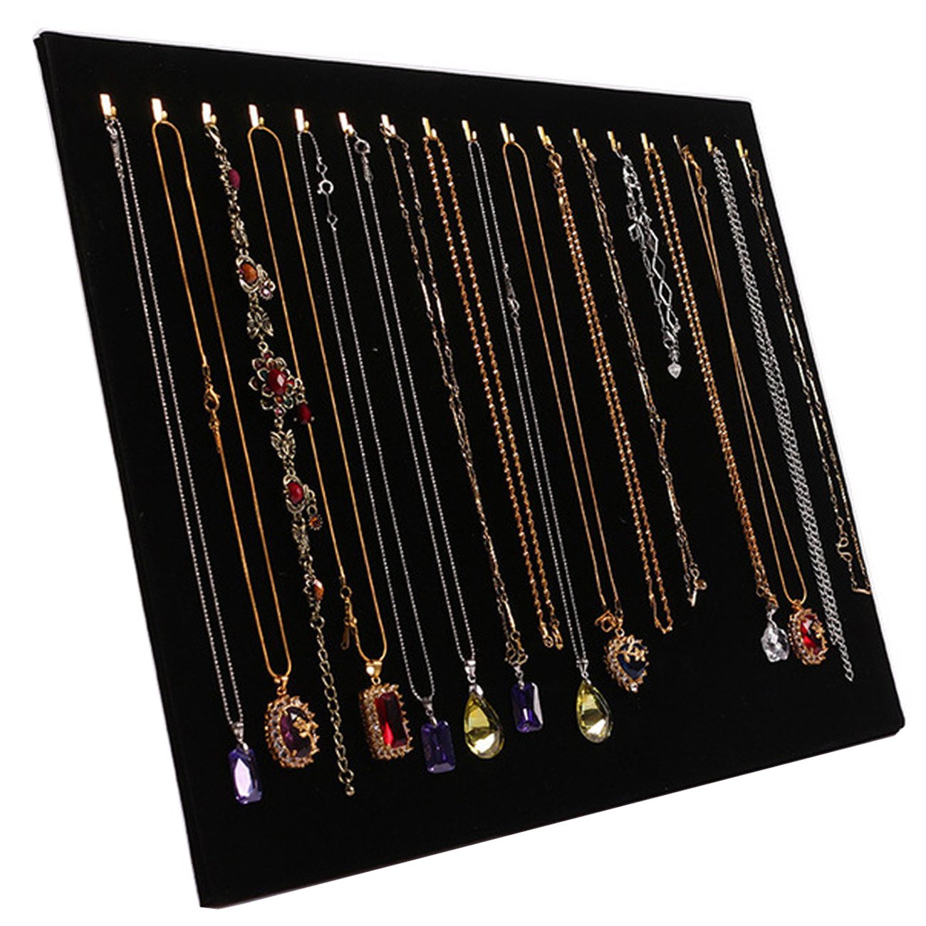 Tinsow 14.7"x12" 17 Hook Necklace Jewelry Tray/Display Organizer/Pad/Showcase/Display case