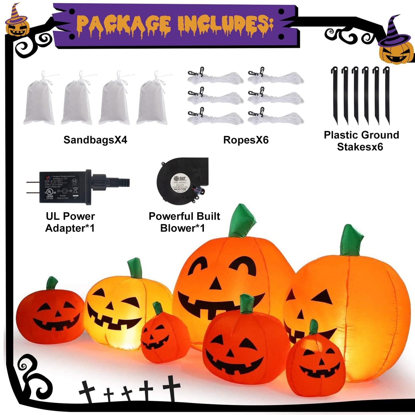 7 Ft Halloween Blow up Inflatable Pumpkin Decoration-Lighted Halloween Inflatable Pumpkin for Home Yard Garden Indoor and Outdoor Decoration