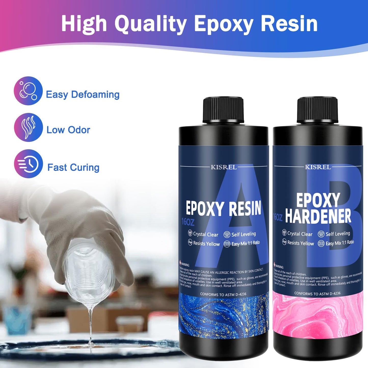 Epoxy Resin Kit for Beginners, 32oz Resin Kit with Coaster Molds, Complete Accessories Include Pigment, Mica Powders, Dried Flowers, Glitter, Measuring Cups and Other Resina Supplie