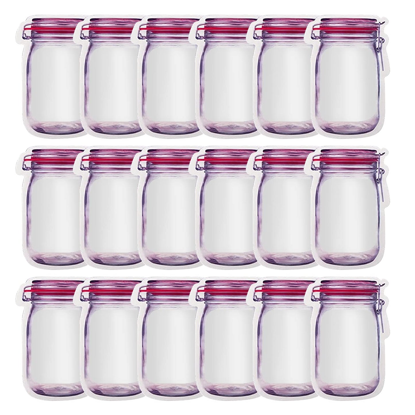 Enkrio 18Pcs Mason Jar Zipper Bags Resuable Snack Bags Portable Food Storage Snack Zipper Bags for Kitchen Travel Camping Picnic Organizer (18M)