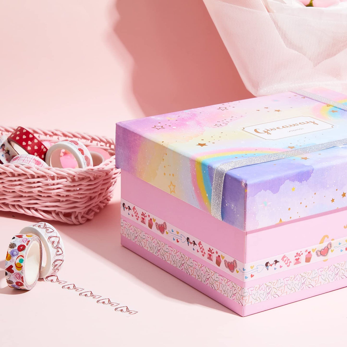 12 Rolls Valentine‘s Day Washi Tape Set 0.59 Inch by 23 Feet Decorative Washi Heart Tape Sweet Heart Masking Tapes Kawaii for Valentine Scrapbook Wedding Anniversary Decoration Party Supply