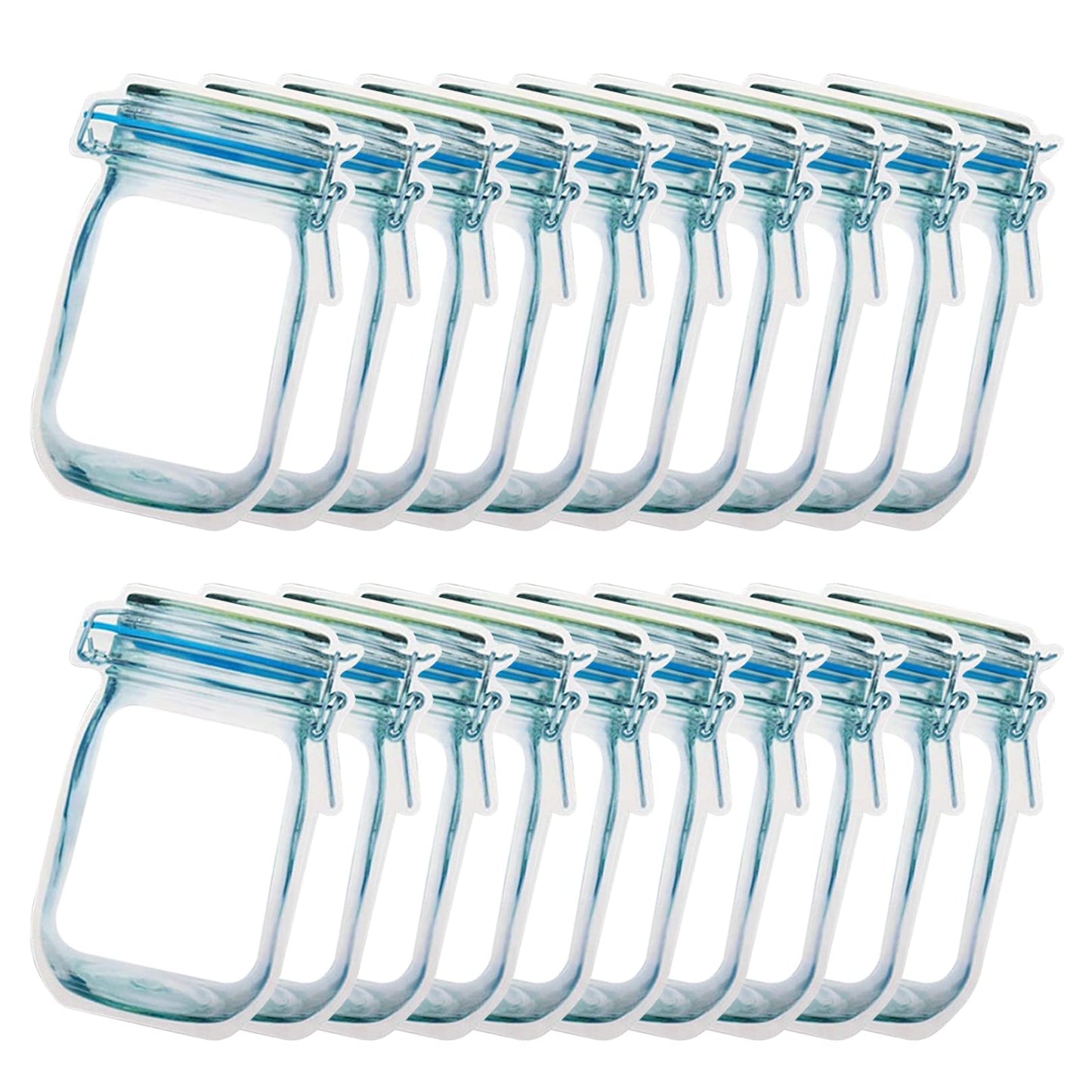 Enkrio 20 Pack Mason Jar Zipper Bags, Reusable Snack Food Storage Bags for Kitchen Sandwich Picnic Organizer