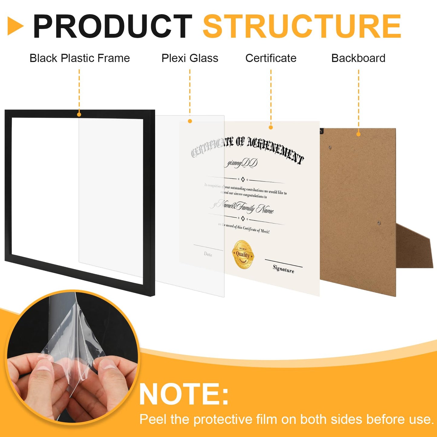 5 PACK Certificate Frames 8.5 x 11,Black Diploma Frame Document Frame with Clear Plexiglass,Picture Frames for Tabletop and Wall Display
