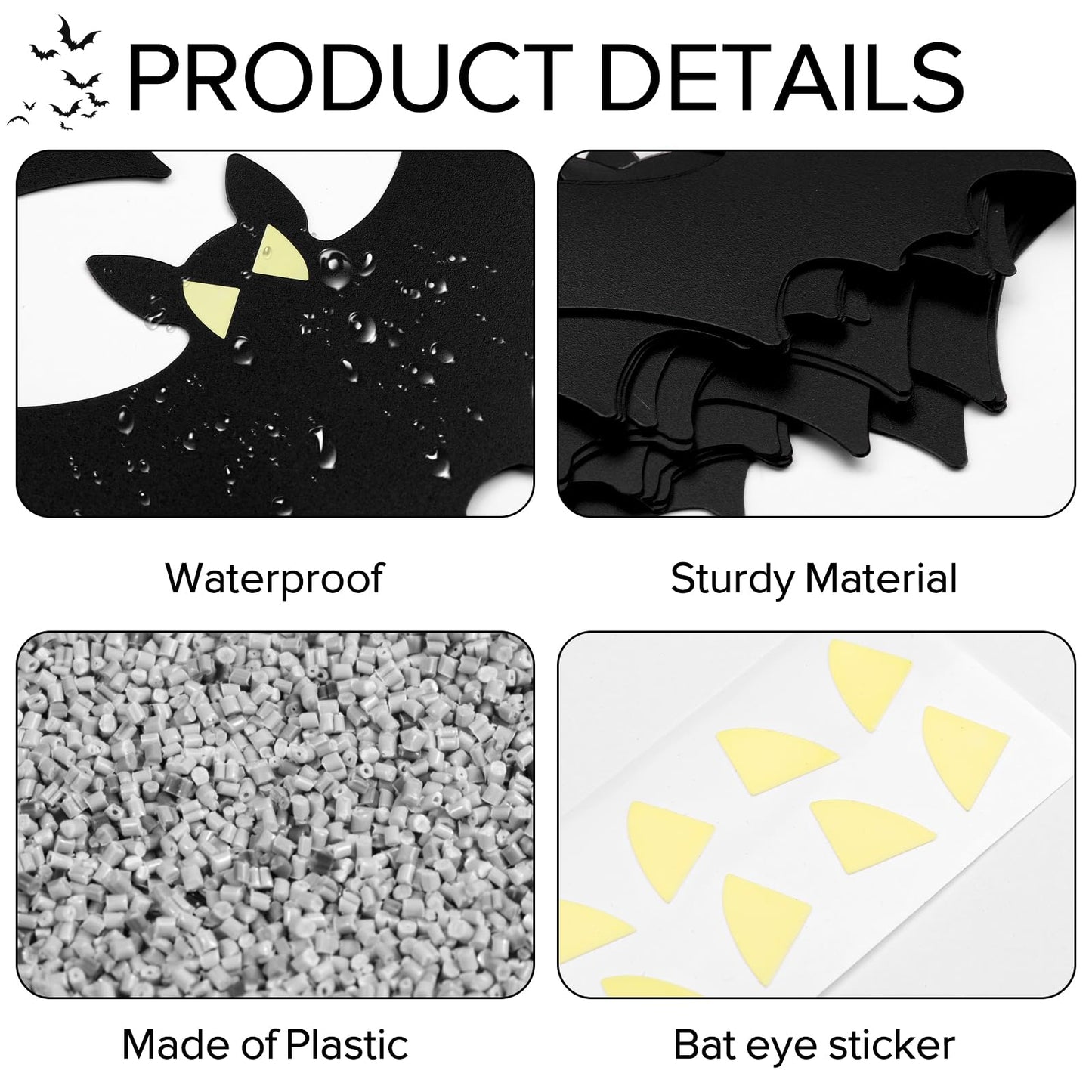 21pcs Halloween Hanging Bats Large Flying Bats Outdoor Decorations Fake Black Bats with Glow in the Dark Eyes for Halloween Outside Tree Yard Porch Decor Supplies