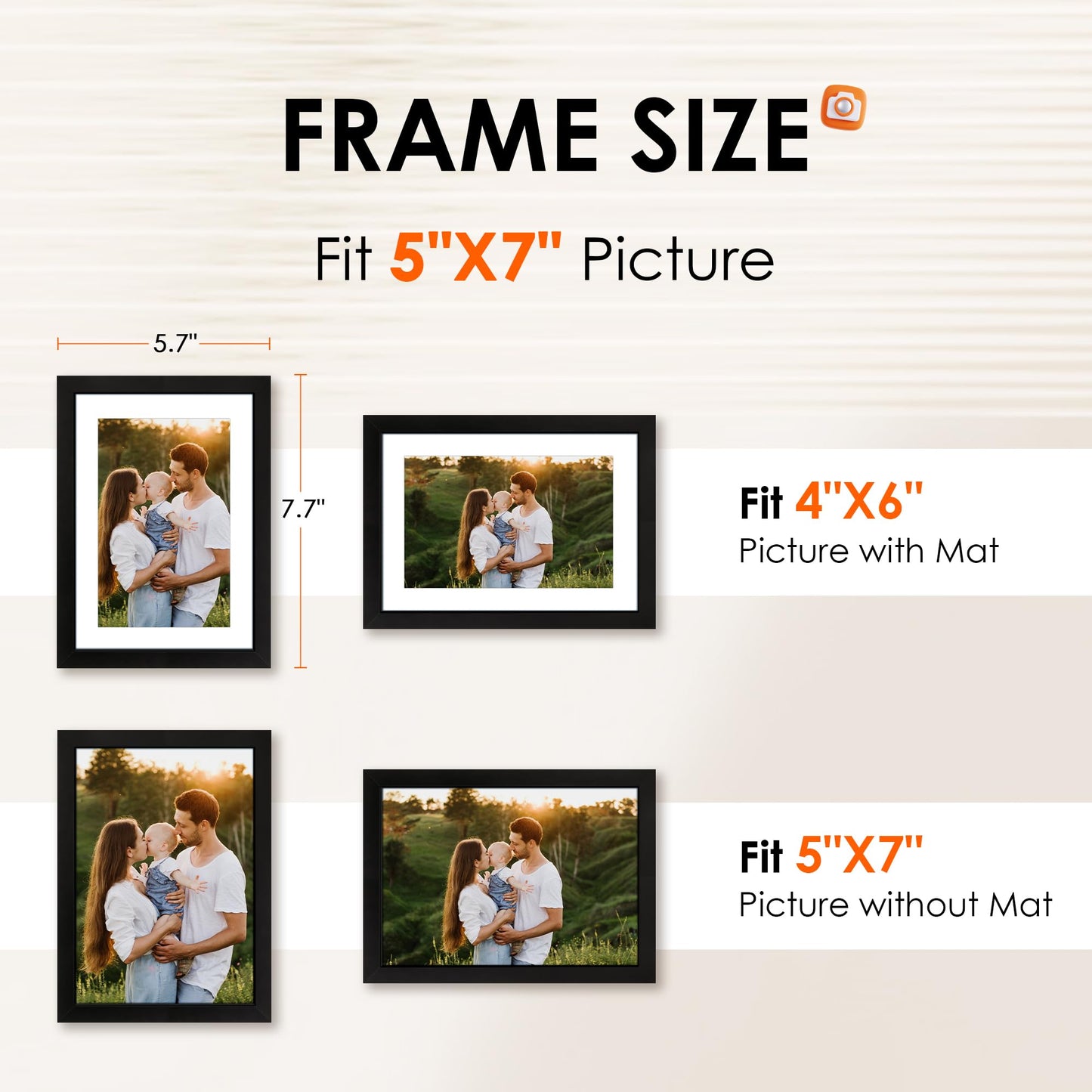 5x7 Picture Frame Set of 10, Photo Frame Bulk with HD Plexiglass, Display Pictures 4x6 with Mat or 5x7 Without Mat Multi Picture Frames Collage for Tabletop or Wall Display, Black