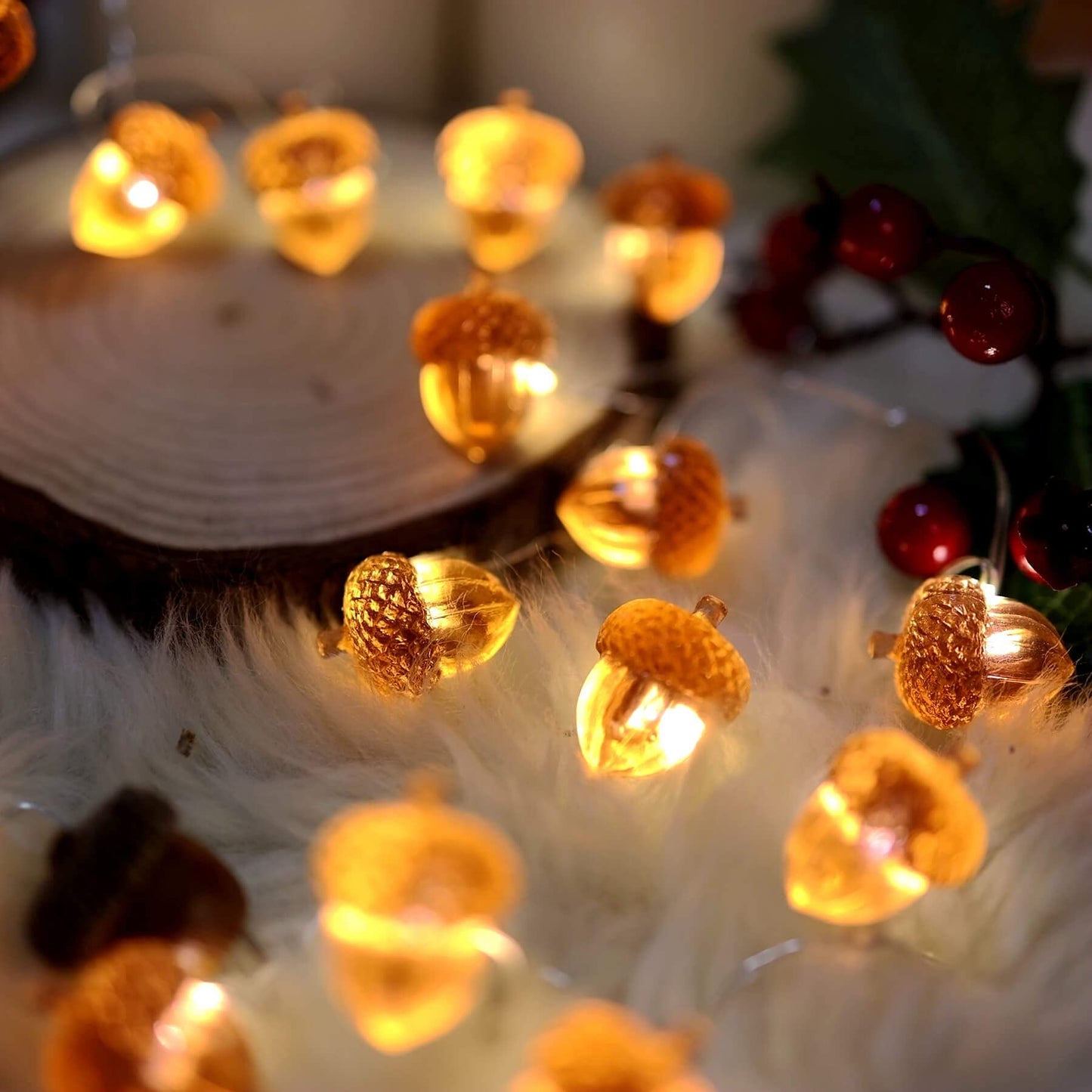 Decorative Fairy Acorn String Lights Thanksgiving Decoration Autumn Garland Cute Novelty Lights 30 LEDs 10 ft Battery Operated for Bedroom Wedding Birthday Harvest Decor