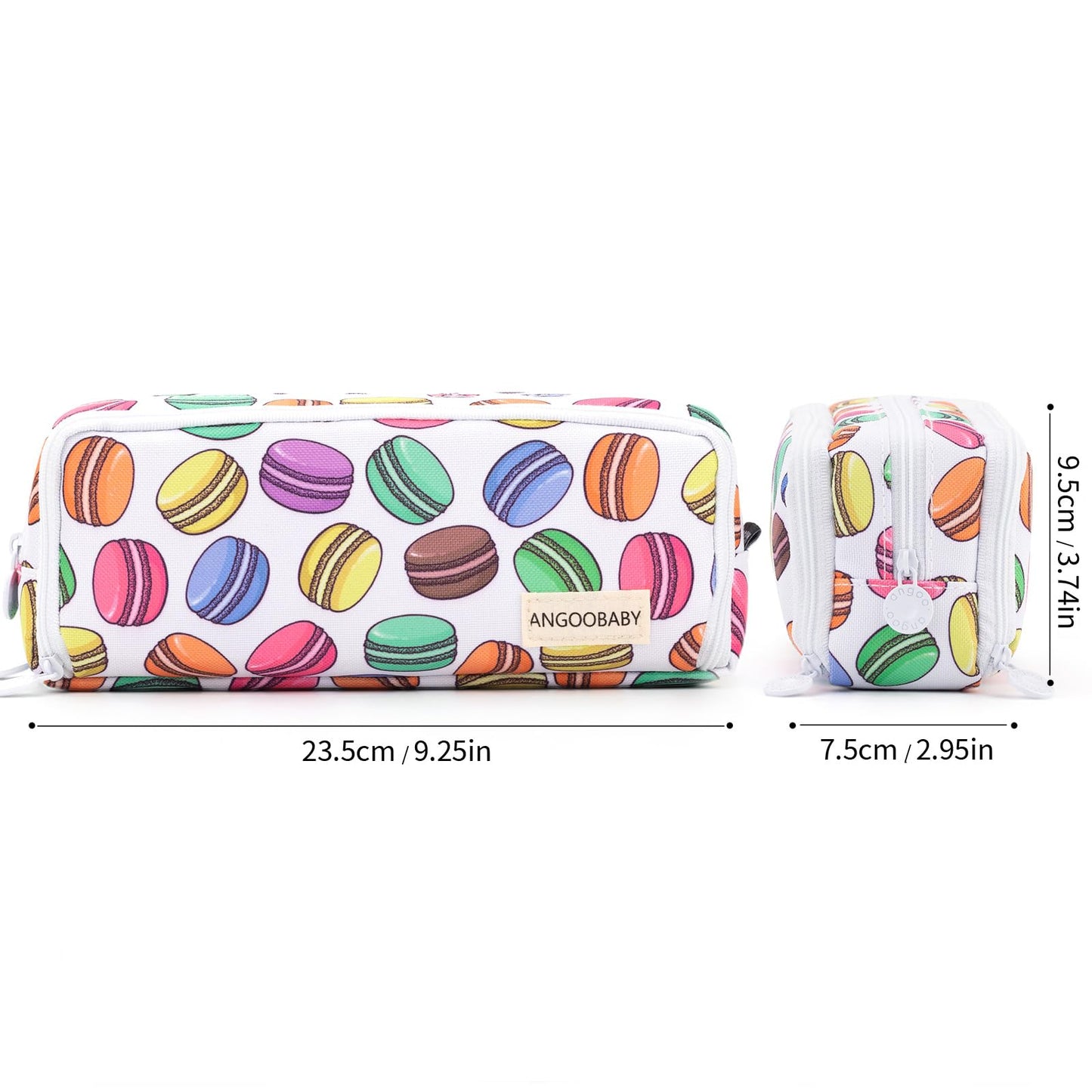 ANGOOBABY Large Pencil Case Big Capacity 3 Compartments Canvas Pencil Pouch for Teen Boys Girls School Students (White Macaron)
