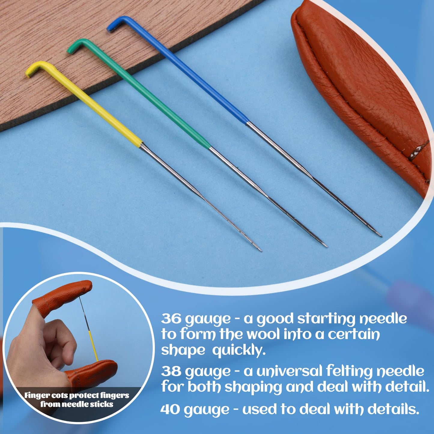 Mayboos 30 Pcs Needle Felting Needles, 3 Colors Wool Felting Supplies Felting Needles Color Coded Wool Felting Needles Tool Kit with Needle Box for Wool Felting 36 Gauge, 38 Gauge, 40gauge