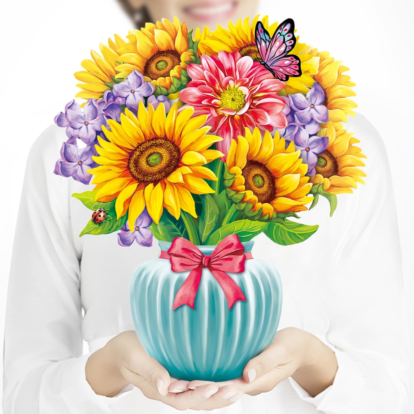 Airpark Mothers Day Gifts Pop Up Flower Card, 3D Sunflower Bouquet Mothers Day Cards for Mom Women, Birthday, Thank You, Teacher Appreciation Gifts, Floral Card with Envelope & Note