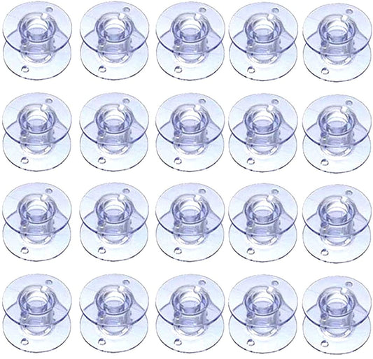 YEQIN 20Pcs Clear Plastic Sewing Machine Bobbins, Sa156 Bobbins, Bobbins Class 15, Compatible with Brother Singer Sewing and Embroidery Machine (20pcs Bobbins)