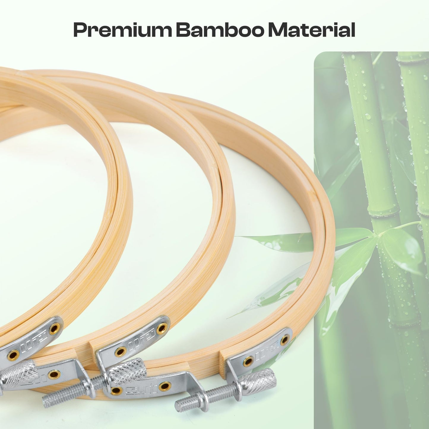 3 Pieces Embroidery Hoop with Metal Screw Tool, 8 Inch Bamboo Embroidery Hoops for Embroidery and Sewing, Large Cross Stitch Hoop for Home Crafts and Ornaments