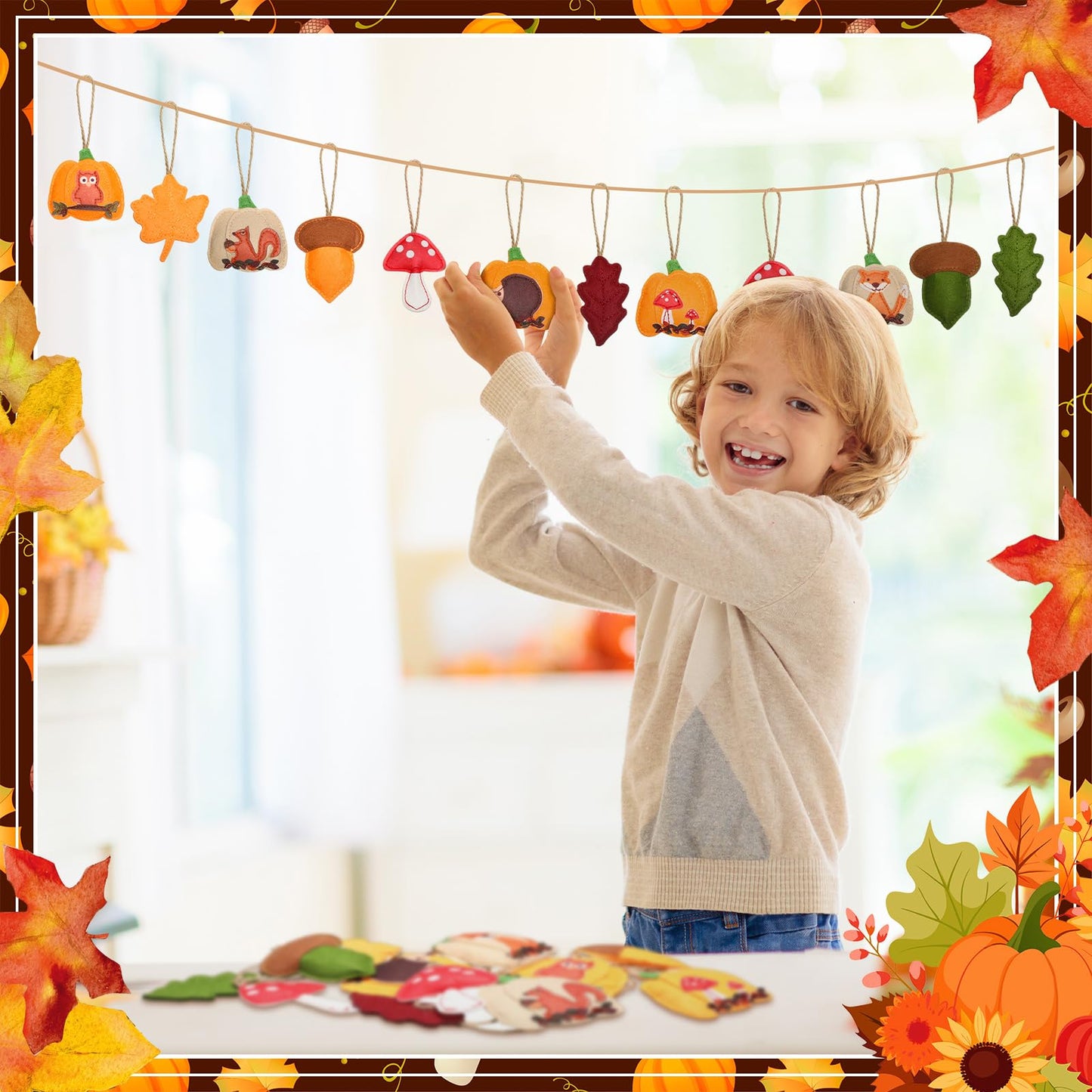 12 Pcs Fall Felt Ornaments for Tree Decoration Thanksgiving 3D Pumpkin Maple Leaf Hanging Felt Ornament for Autumn Farmhouse Harvest Tree Garland Banner Mantle Diy Craft Decor, 3.15 Inch