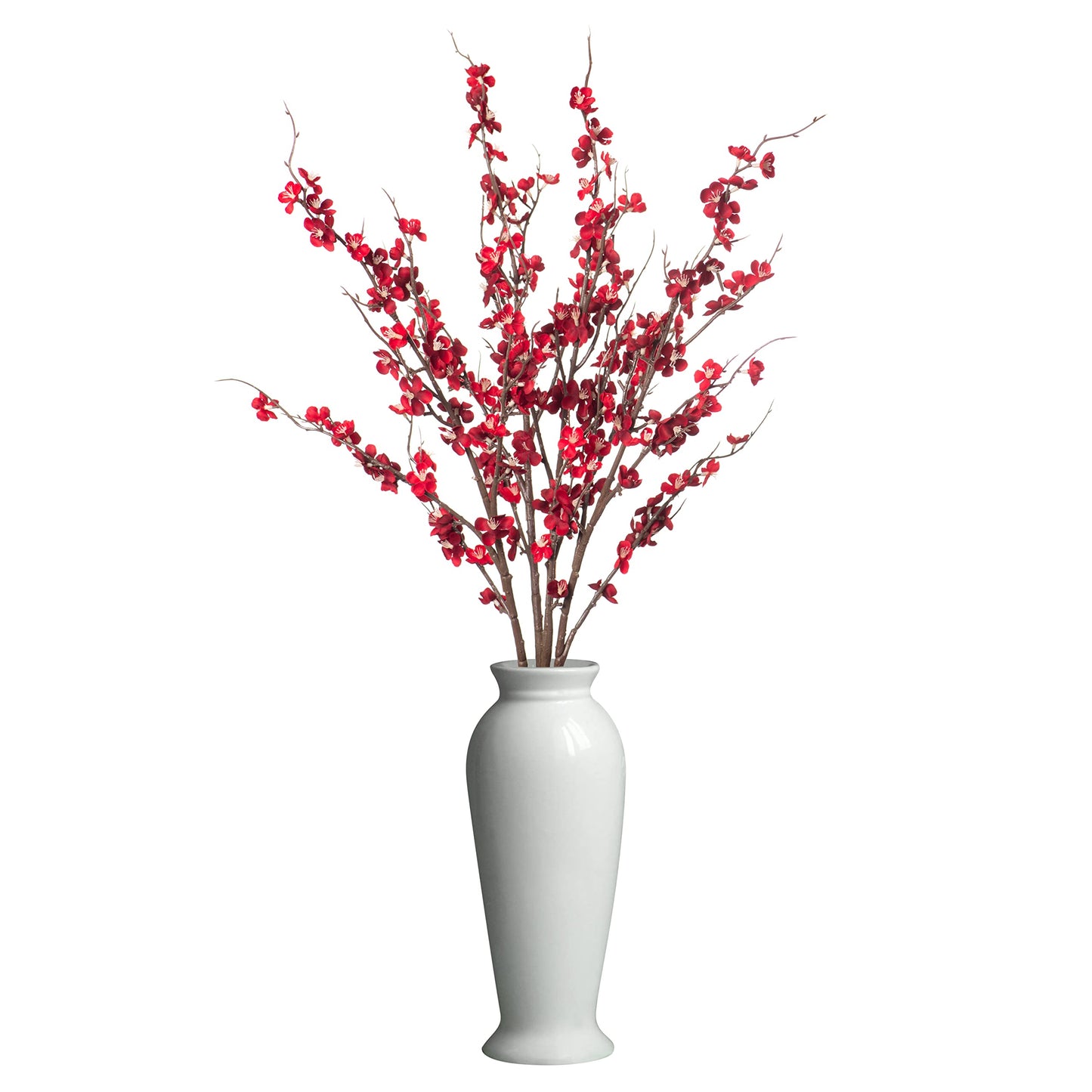 Ammyoo 4Pcs Cherry Blossom Branches Artificial Flowers for Spring Summer Indoor Decoration,Faux Long Stem Artificial Flowers for Wedding Home Office Bedroom Party Table Centerpieces Decor(Red)