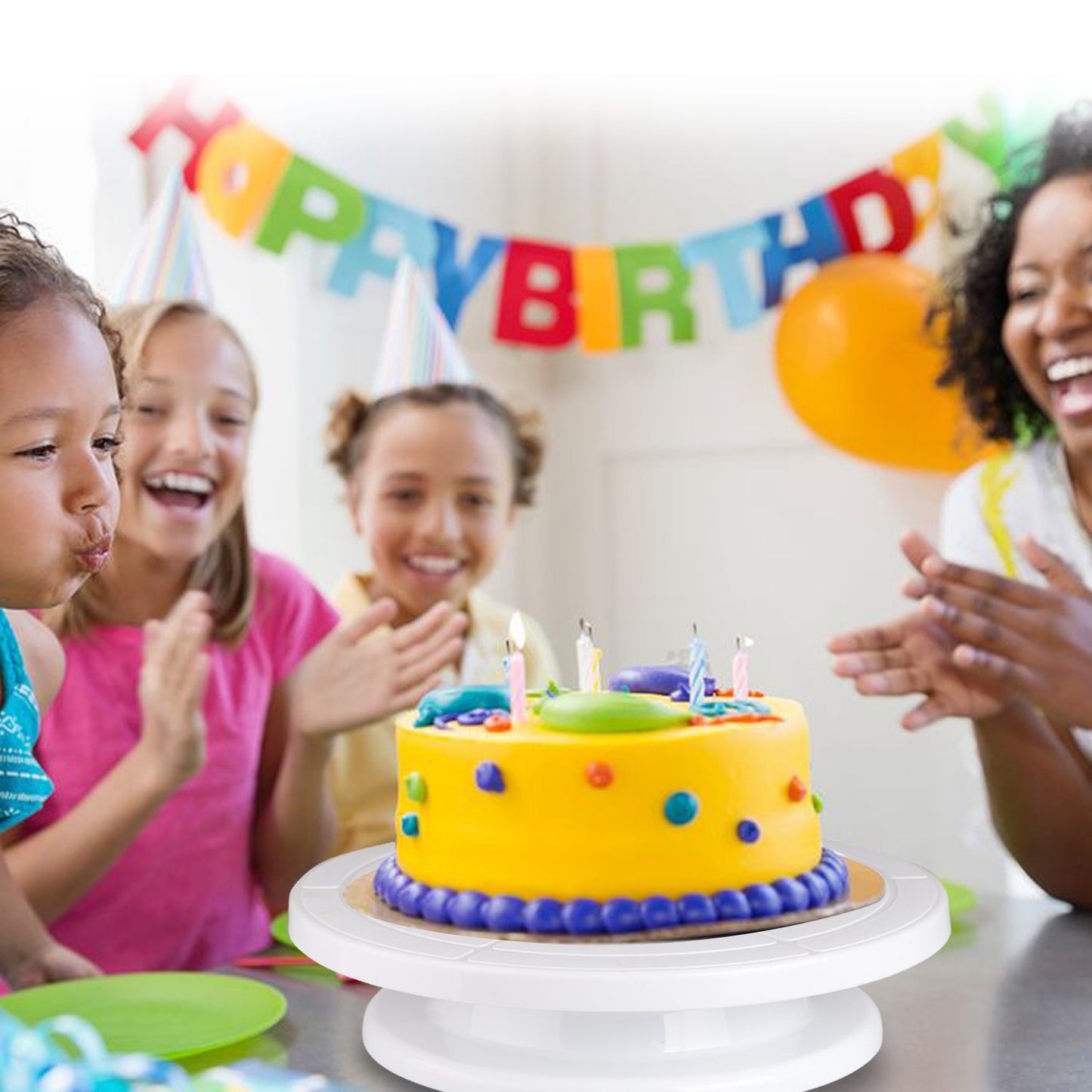 Cake Decorating Turntable,Cake Decorating Supplies with Decorating Comb/Icing Smoother(3pcs),2 Icing Spatula with Sided & Angled … (White/7pcs)