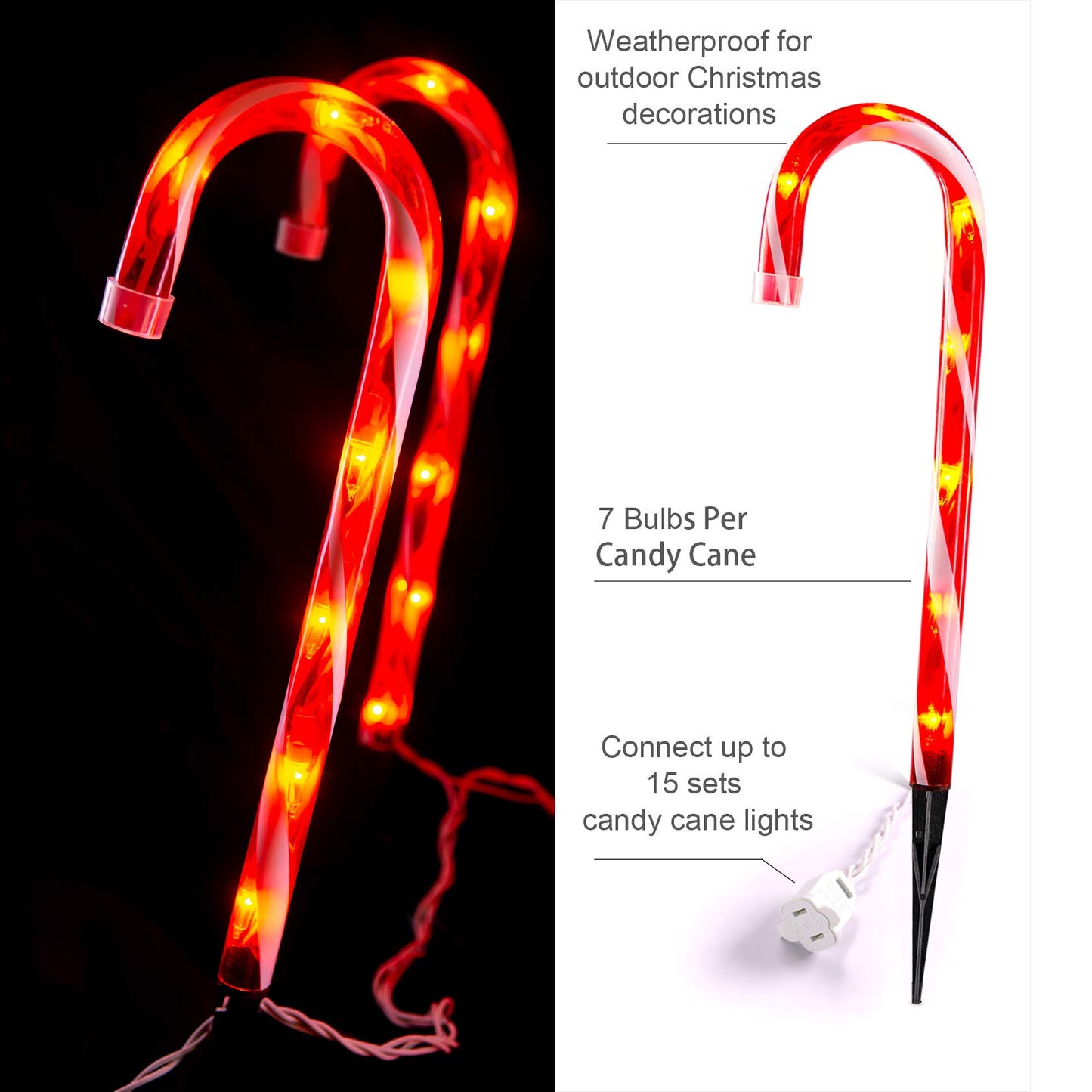 Christmas Candy Cane Lights, 12inch Set of 5 Candy Canes Christmas Pathway Lights Outdoor-TIGOMOOV Candy Cane Christmas Decorations Outdoor for Holidays Lighting up Sidewalk,Yard,