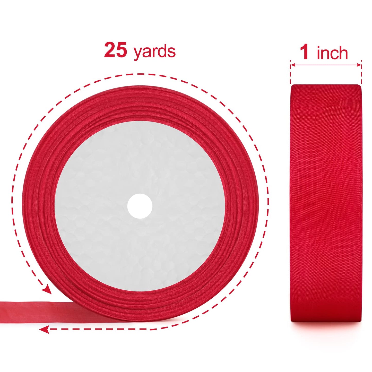 Showin 5 Rolls Organza Ribbon 1" x 25 Yd Each Roll, Fall Sheer Chiffon Ribbon, Transparent Sheer Ribbon for Gift Wrapping, Bouquet, Wedding, Party Decoration