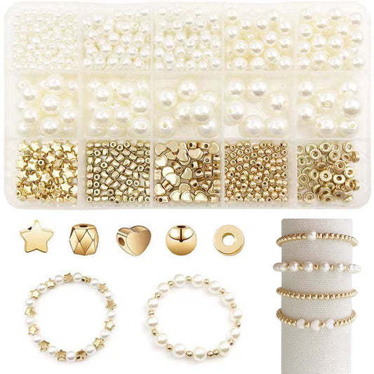 SEMATA 750Pcs Beads for Bracelets Making Kit DIY Pearl Beads for Jewelry Making Kit for Adults Charms for Bracelets String Crystal Beads for Bracelets Making Kit for Girls Jewelry Making Supplies