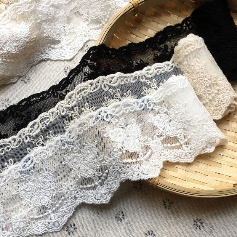 Lace Trim Ribbon, Delicate Crown Ribbon for Crafts Sewing and Bridal Wedding Dress Applique Decorations, 3.3inch Width 5 Yards/Lot (Beige)