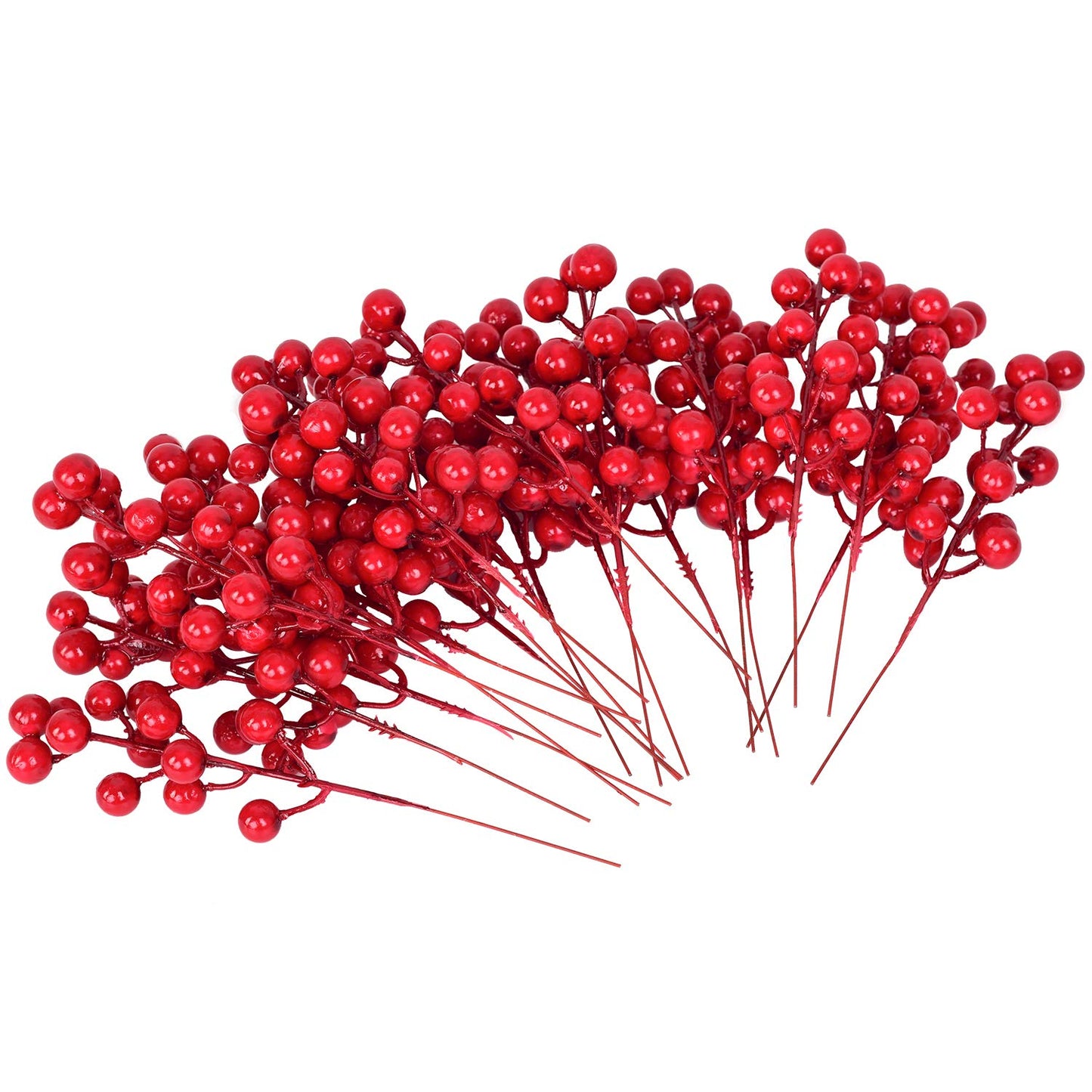 Lvydec 30pcs Artificial Red Berry Picks - Christmas Holly Berry Branches Red Berry Stems for Holiday Home Decor and Crafts