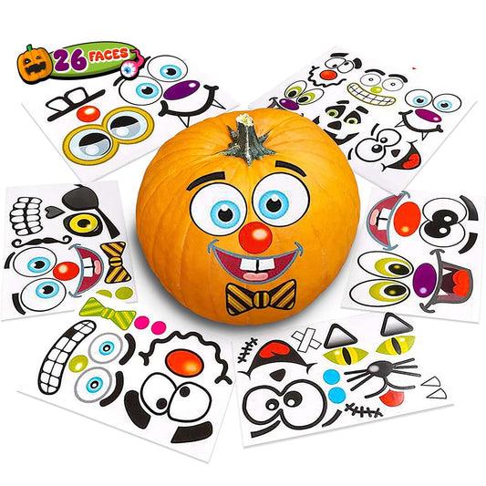 ArtCreativity Halloween Pumpkin Stickers for Decorating - 12 Sheets - Jack-o-Lantern - Cute Halloween Toddler Decor Idea - Pumpkin Party Favors