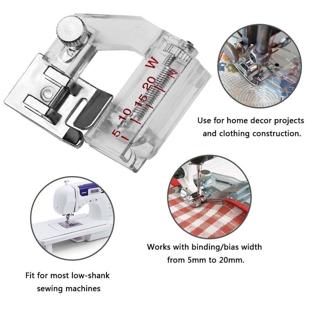 HONEYSEW Presser Foot for Will Fit Singer, Brother, Janome, Toyota, Etc Domestic Sewing Machines (Adjustable Bias Binder Foot(Taiwan))