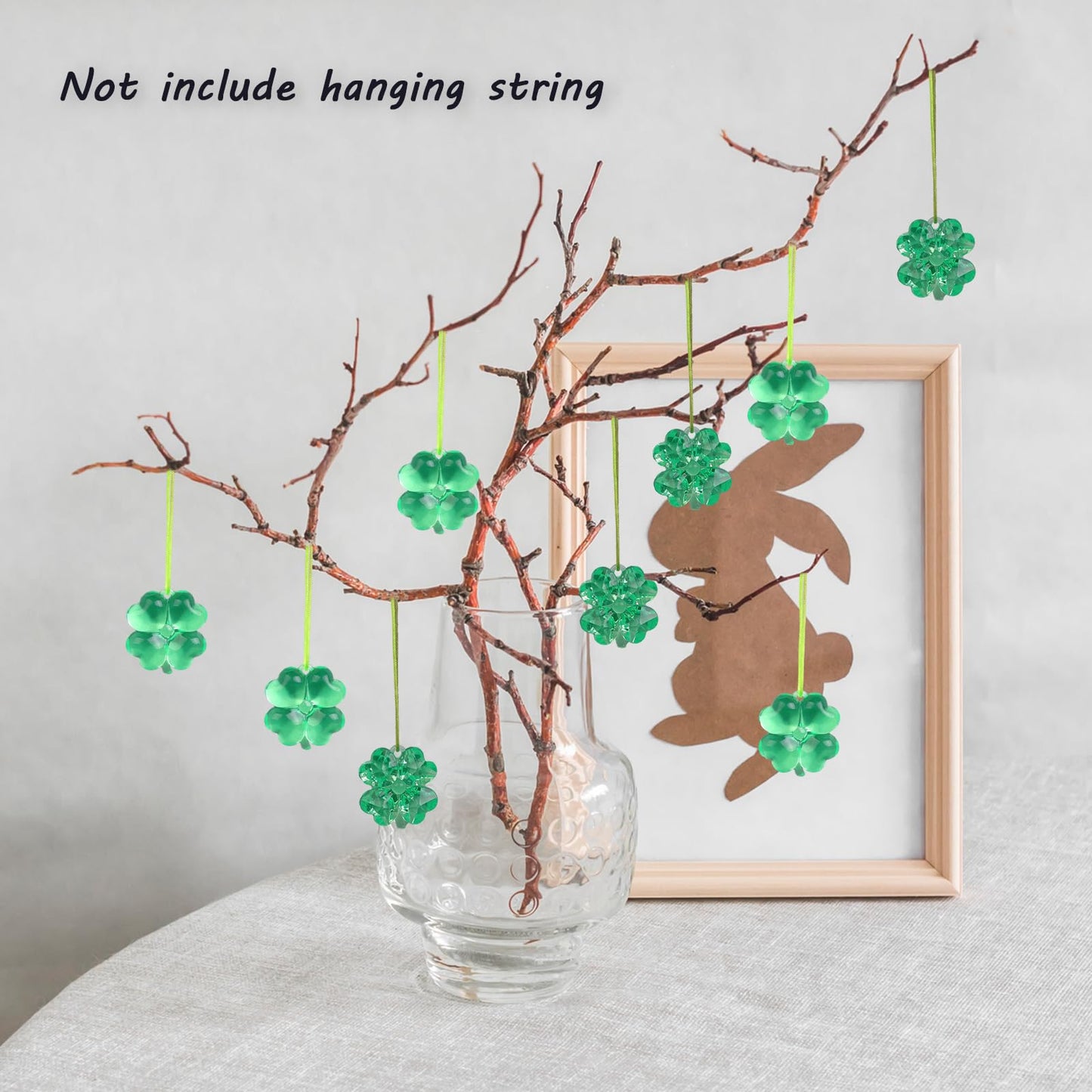 Acrylic Shamrocks St Patricks Day Decorations, 65pcs Mini Green Clear Crystal Clover Vase Filler Ornaments for Table Centerpieces DIY Crafts