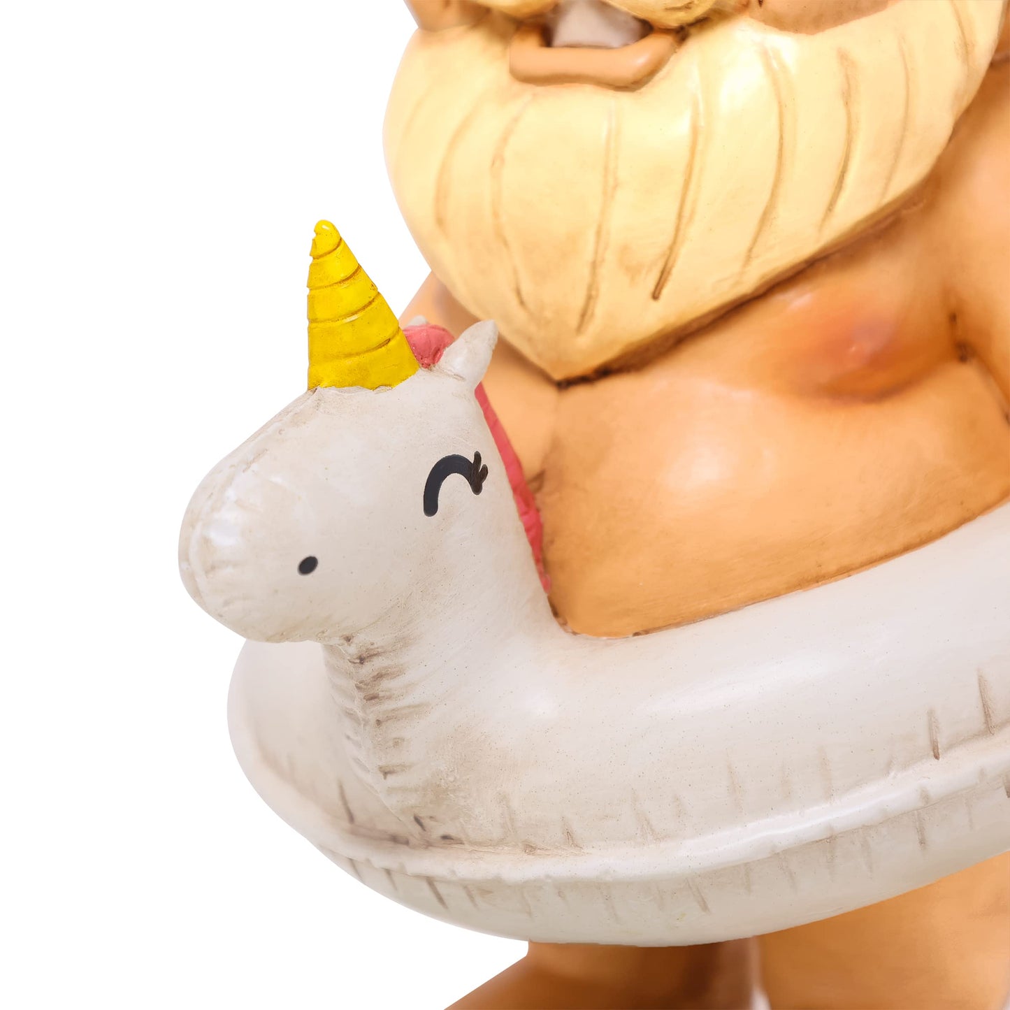 9” Funny Unicorn Pool Float Garden Gnome – Hilarious Lawn Statue for Outdoor Decor – All-Weather Resin Yard Ornament – Unique Housewarming & Gag Gift