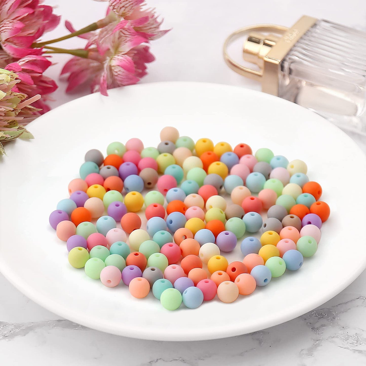 1000PCs 6MM Matte Mix Colors Acrylic Round Beads, Frosted Round Acrylic Balls Gumball Beads, Bubblegum Beads Chunky Beads, Plastic Resin Beads for Necklace and Bracelet Making, Crafting Supplies
