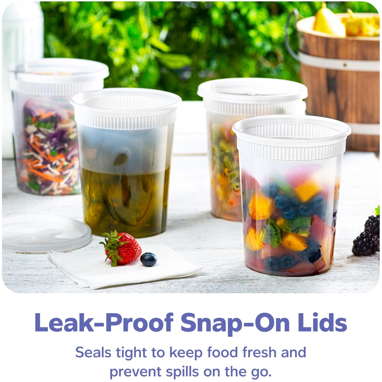 [32 oz. - 24 Count Plastic Deli Containers with Lids - Disposable Food Storage Containers With Airtight Lids, Ideal for Soups, Stews, and Meal Prep