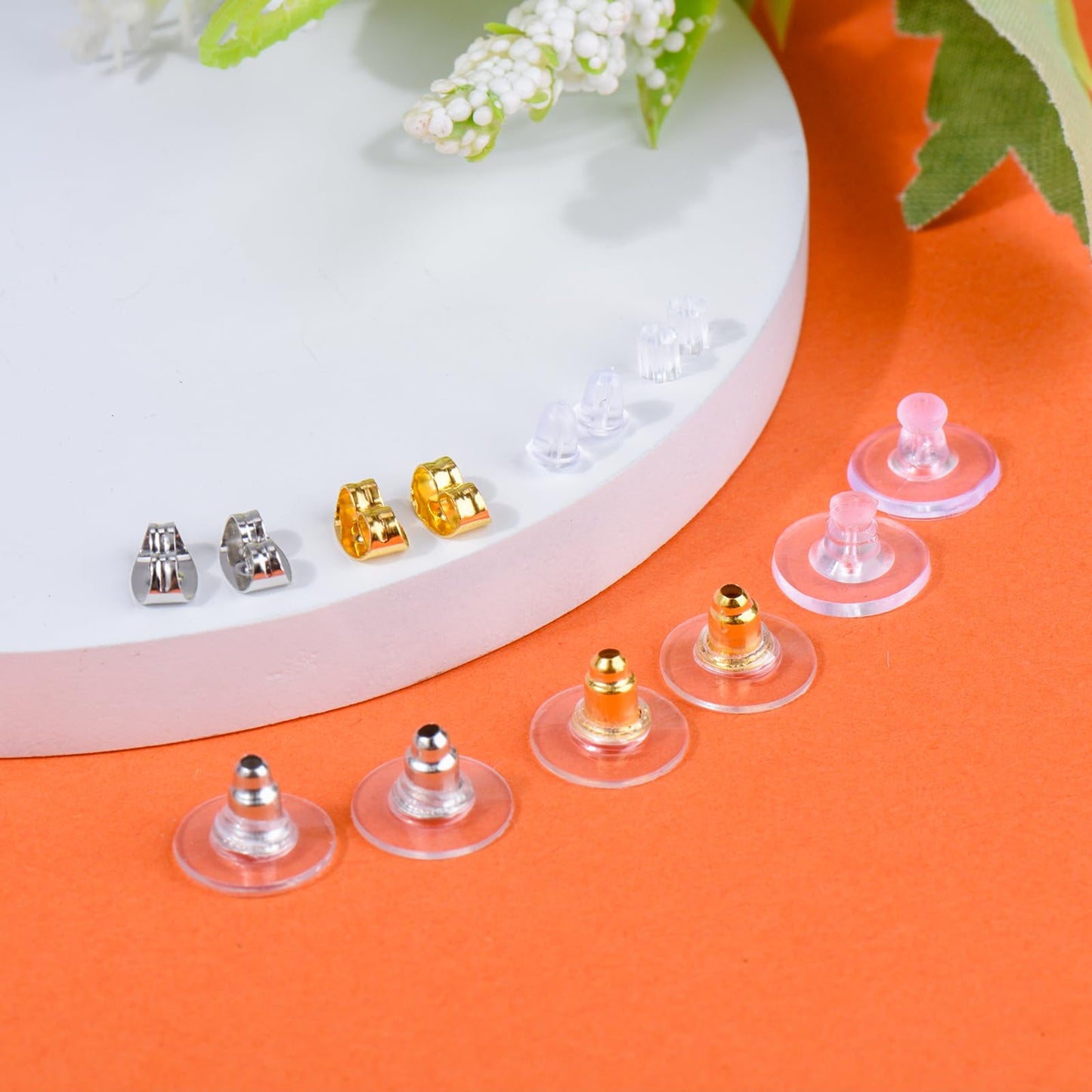 7 Styles Silicone Earring Backs Replacements for Studs/Droopy Ears/Heavy Earring,550Pcs Metal Clear Hypoallergenic Plastic Rubber Backings Clutch Stoppers for Fish Hook Studs Hoops