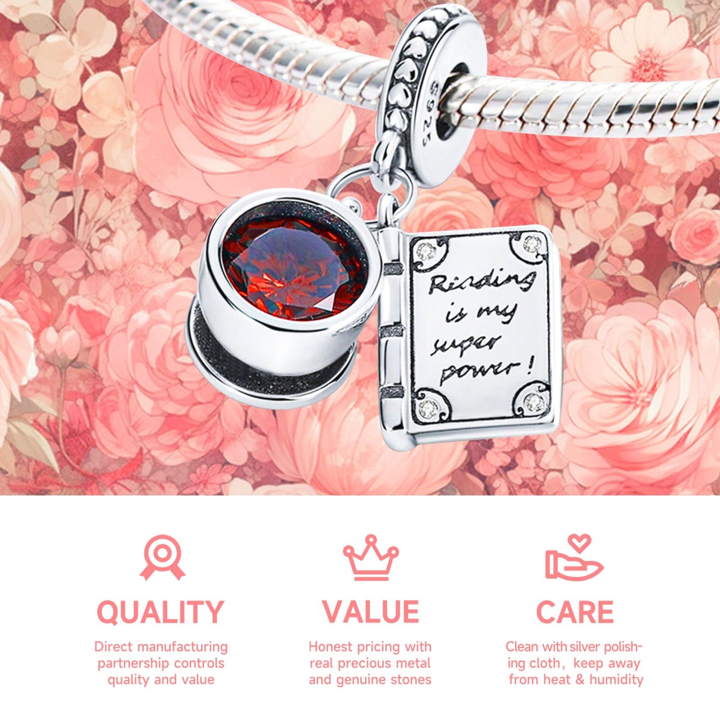 NUJIFFY 925 Sterling Silver Charms Beads for Bracelets Necklaces, Airplane Passport Sister Heart Coffee Music Book Travel Pendant, Pink Color Cute Animal Jewelry Graduation Birth Gifts for Women Men