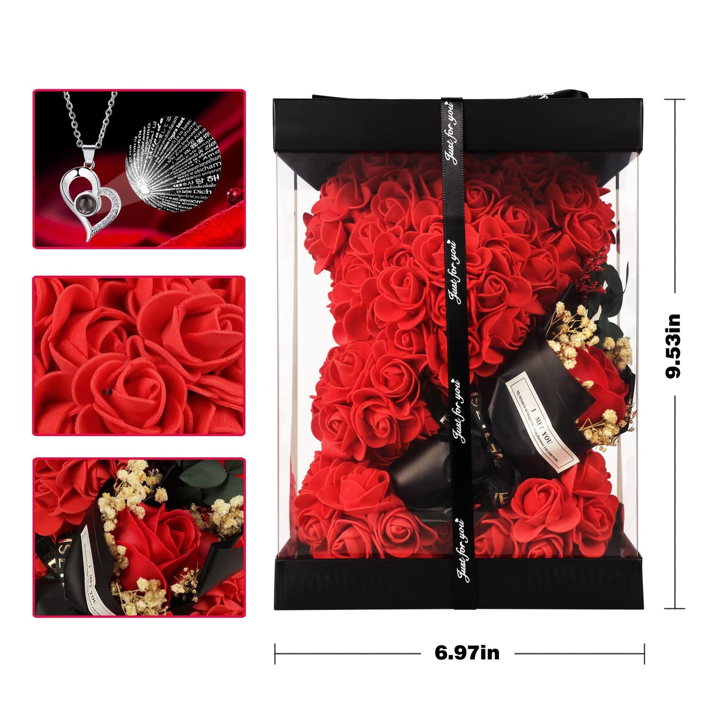 K KYMAKE Mothers Day Mom Gifts for Mom,Flowers Gifts for Women Girlfriend Wife Grandma Friends Sister Her,Artificial Flowers Teddy Bear with Bouquet,Greeting Card,Mother's Day Birthday Valentines