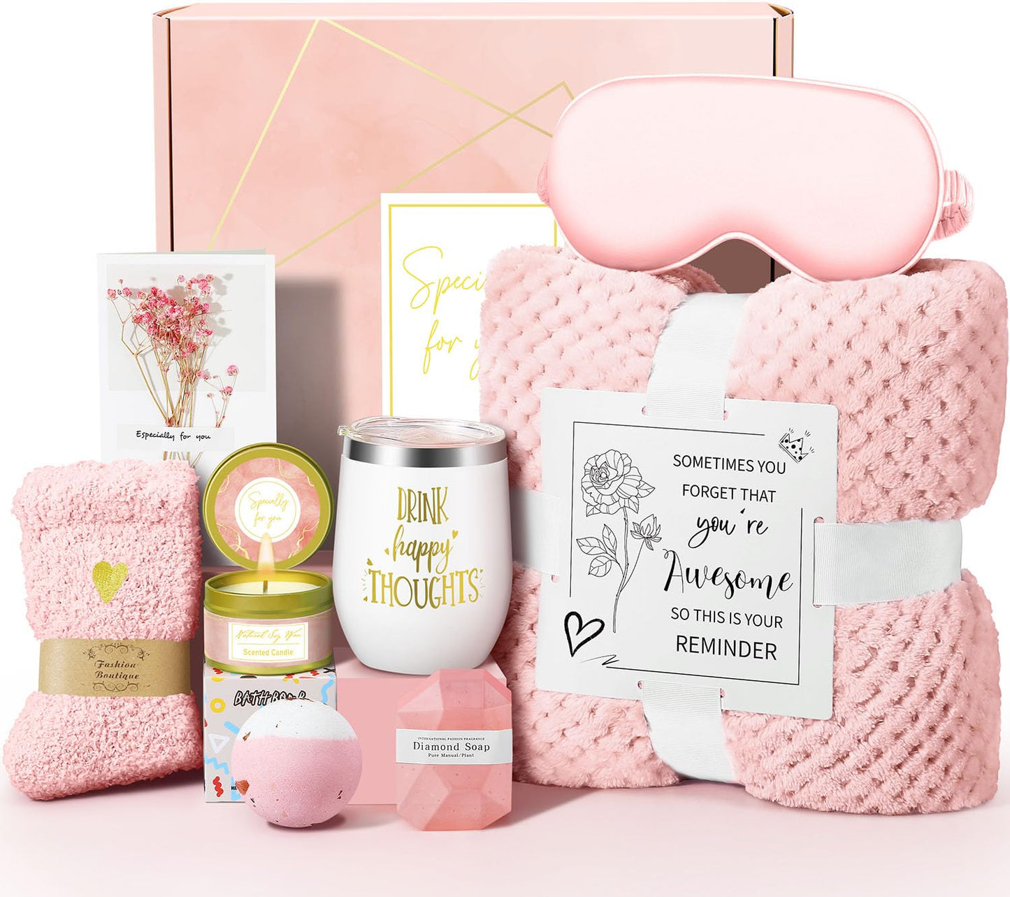 Gifts for Mom Women Daughter Girlfriend Wife, Happy Birthday Gifts for Women Mom Her Friend Sister Wife Grandma, Self Care Gift Get Well Relaxing Spa Galentines Day Gift Basket Set