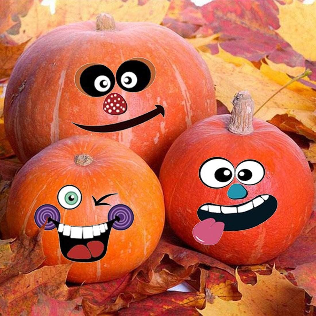 36 Pack Halloween Pumpkin Decorating Stickers Mini Make 36 Small Pumpkin Face Stickers for Halloween Kids Toddlers Party Favors Treats Sticker Gifts 18 Sheets, Pumpkins not Included